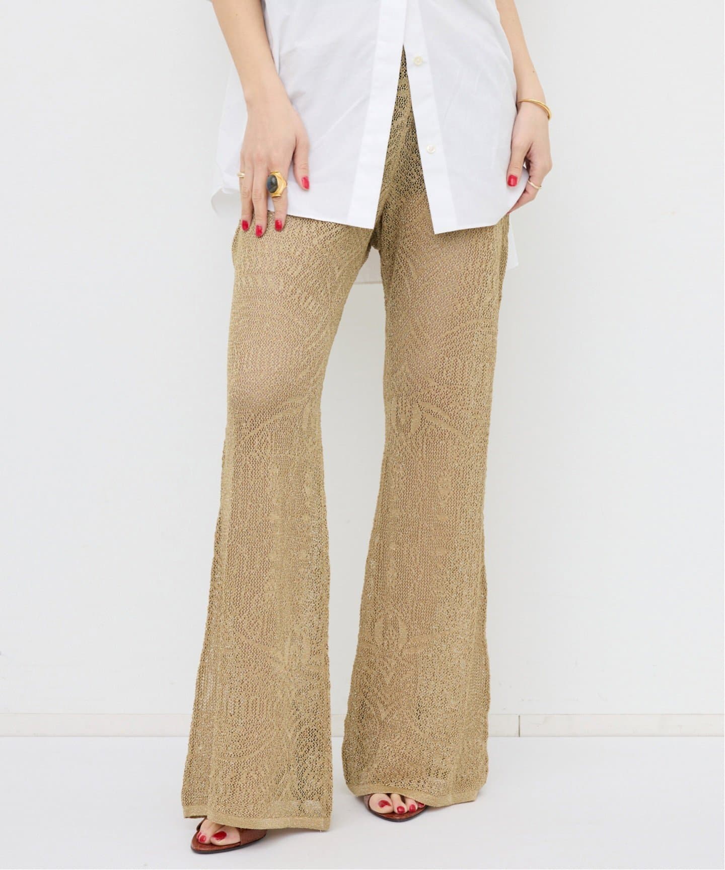 CAMILLA/カミラ】 GOLD POINTELLE KNIT PANT(スラックス)|L CAMILLA/カミラ】 GOLD POINTELLE KNIT PANT(スラックス)|L