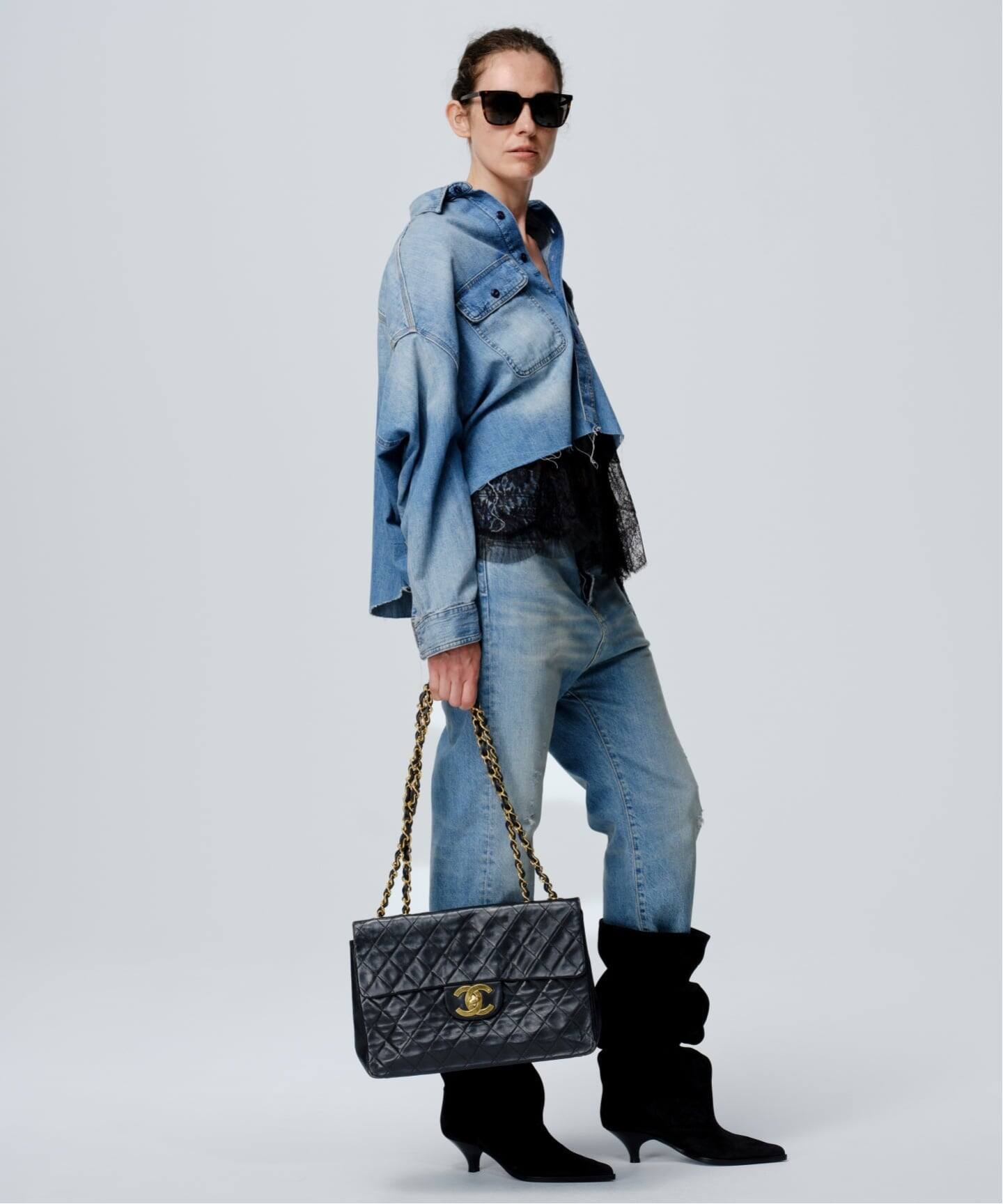 L'Appartement R13 アールサーティーンスキニーデニム　パンツ　黒 R13/アールサーティーン】 BOYFRIEND JEAN（デニムパンツ