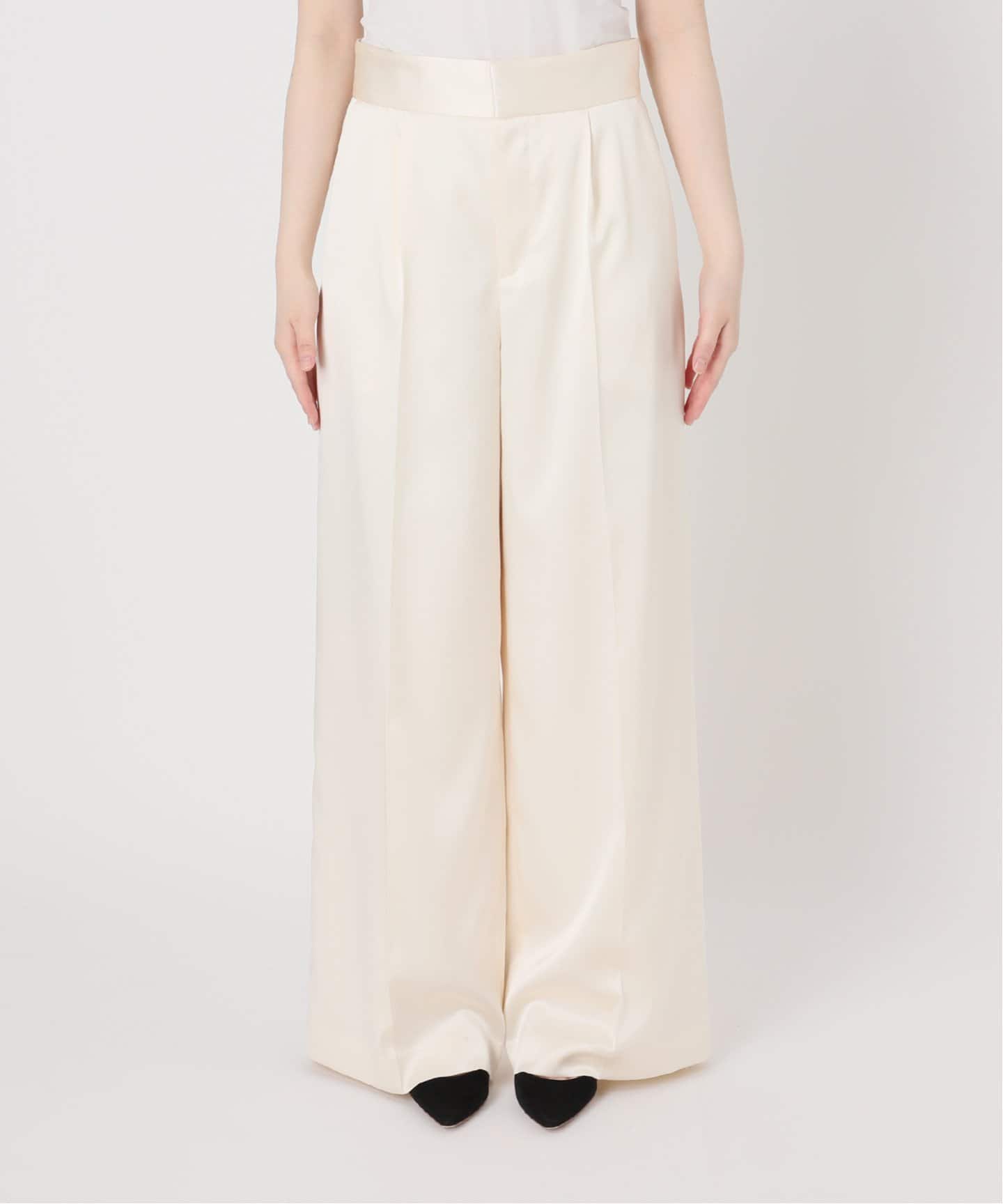AP STUDIO サテンタックパンツ AP STUDIO スラックス パンツ サテンタックパンツ レディース