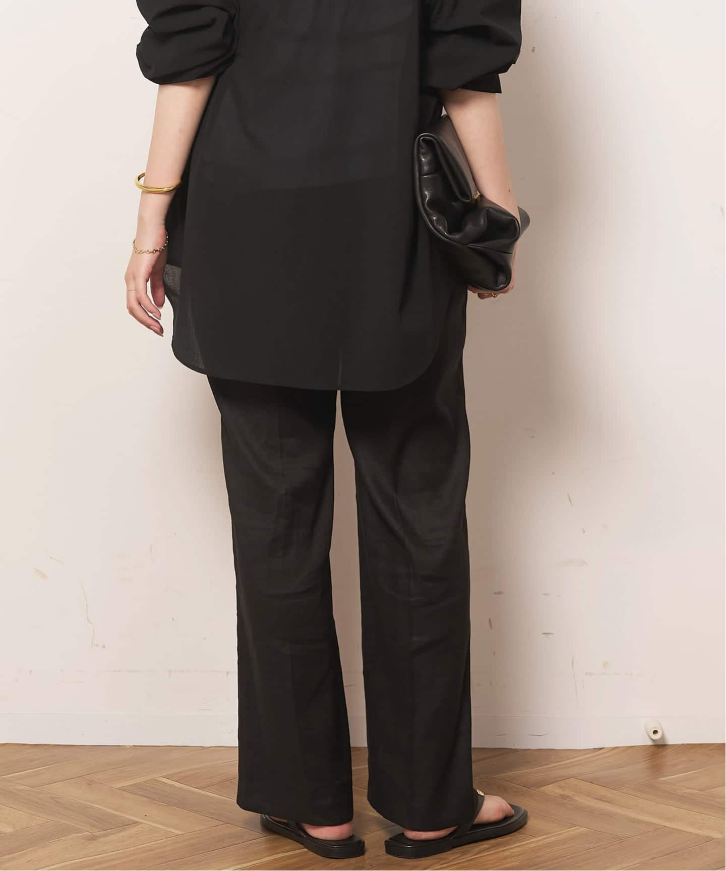 BABYLONE リネンレーヨンストレッチスカート ブラック 36