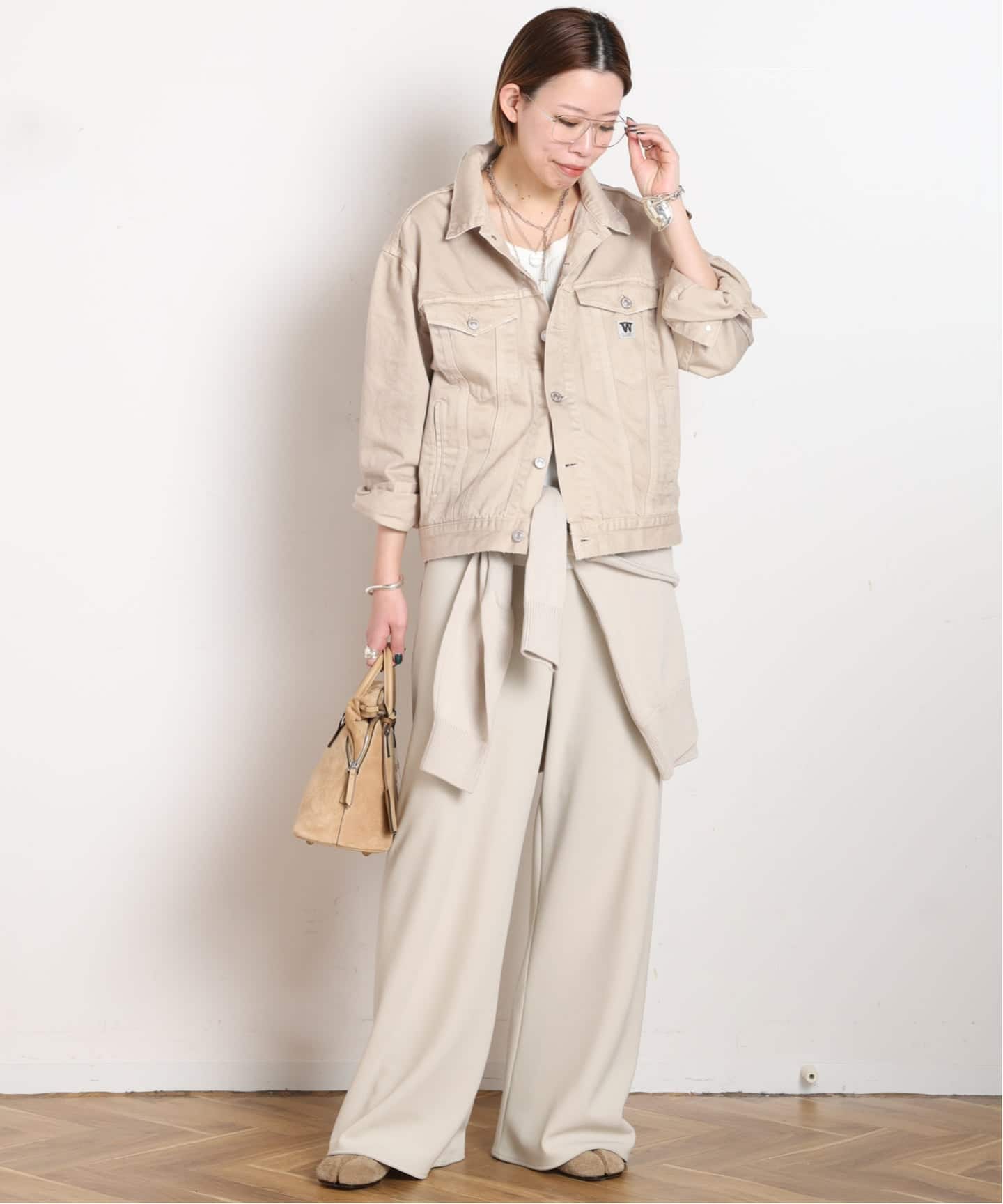 パンツ abeundmor studio straight pants beige 追加エラスティックパンツ（スラックス）｜AP STUDIO（エーピー