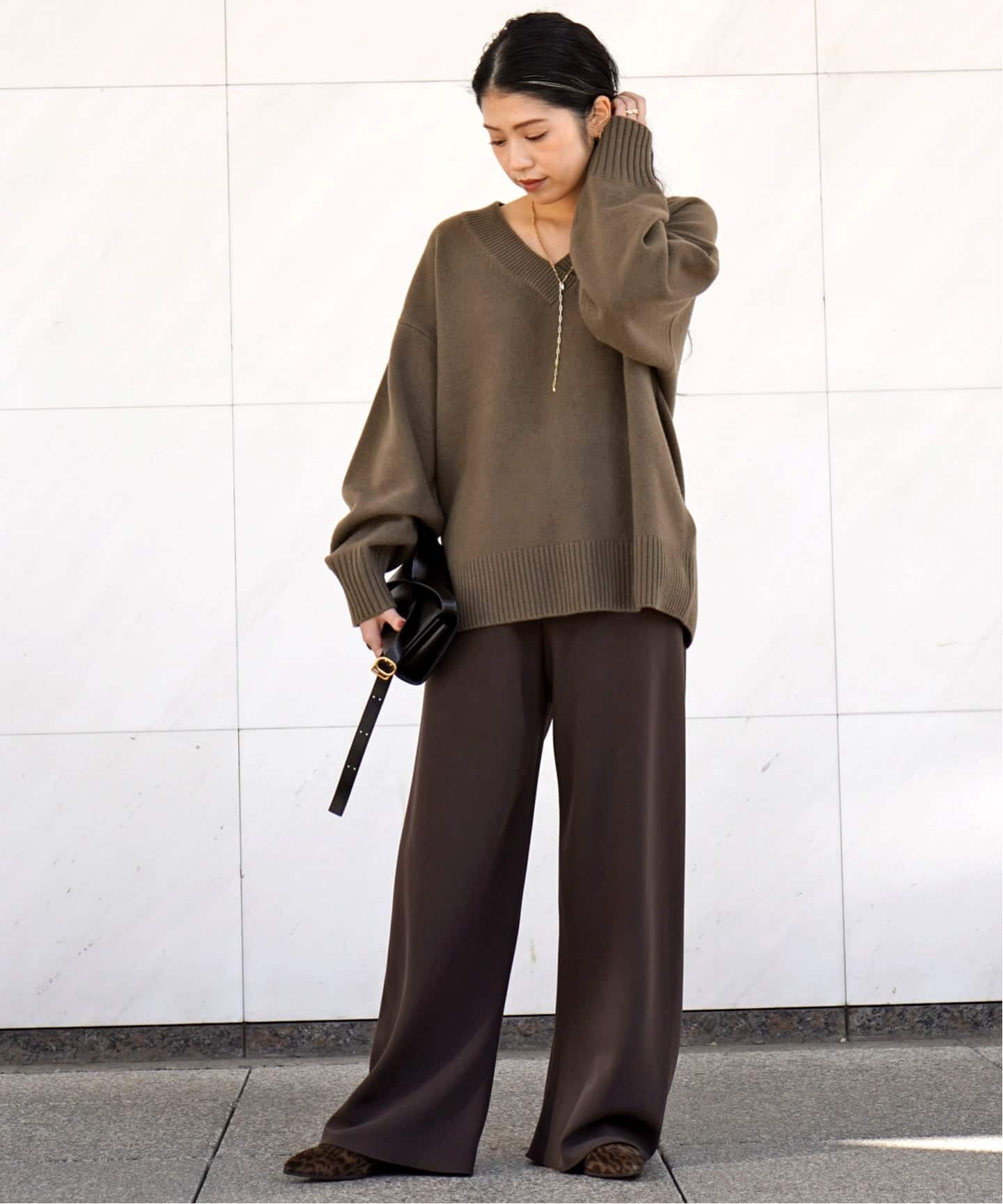 追加エラスティックパンツ(ブラウン）（スラックス）｜AP STUDIO