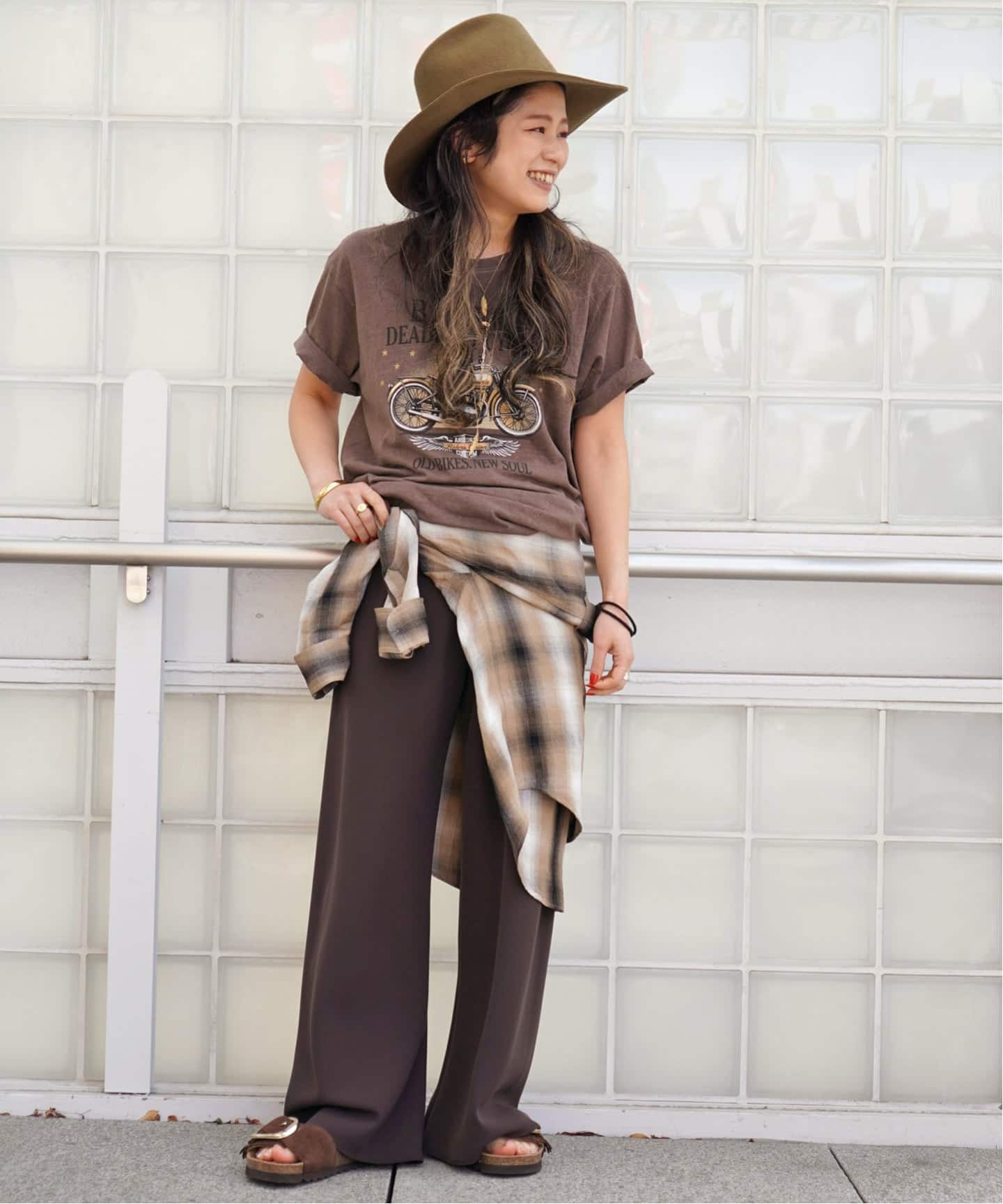 追加エラスティックパンツ(ブラウン）（スラックス）｜AP STUDIO