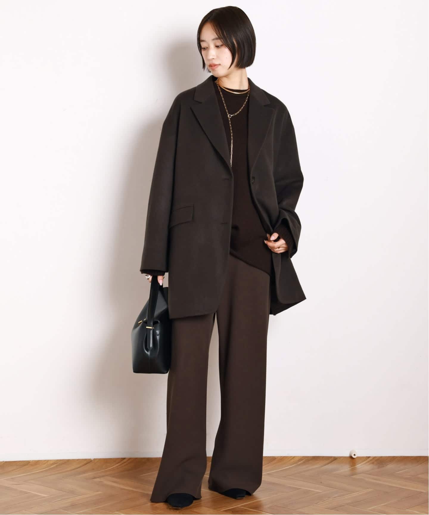 追加エラスティックパンツ(ブラウン）（スラックス）｜AP STUDIO