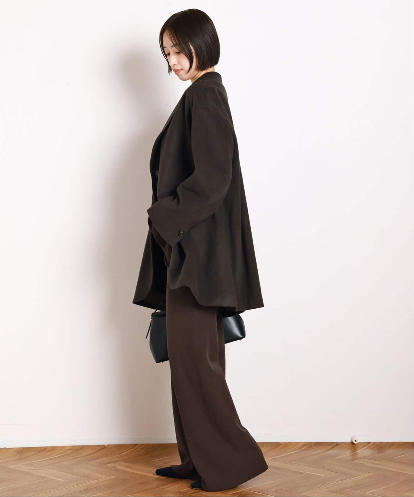 追加エラスティックパンツ(ブラウン）（スラックス）｜AP STUDIO