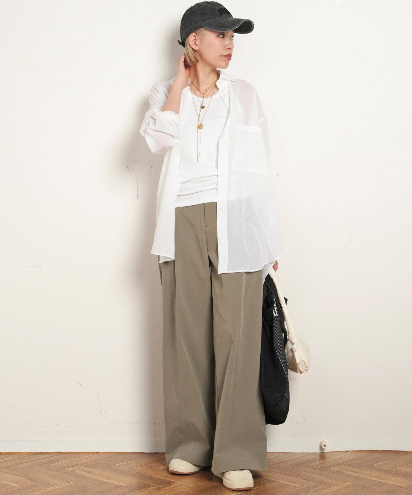 〈AP STUDIO〉コットンナイロンワイドパンツ/38 コットンナイロンワイドパンツ（その他パンツ）｜AP STUDIO（エーピー