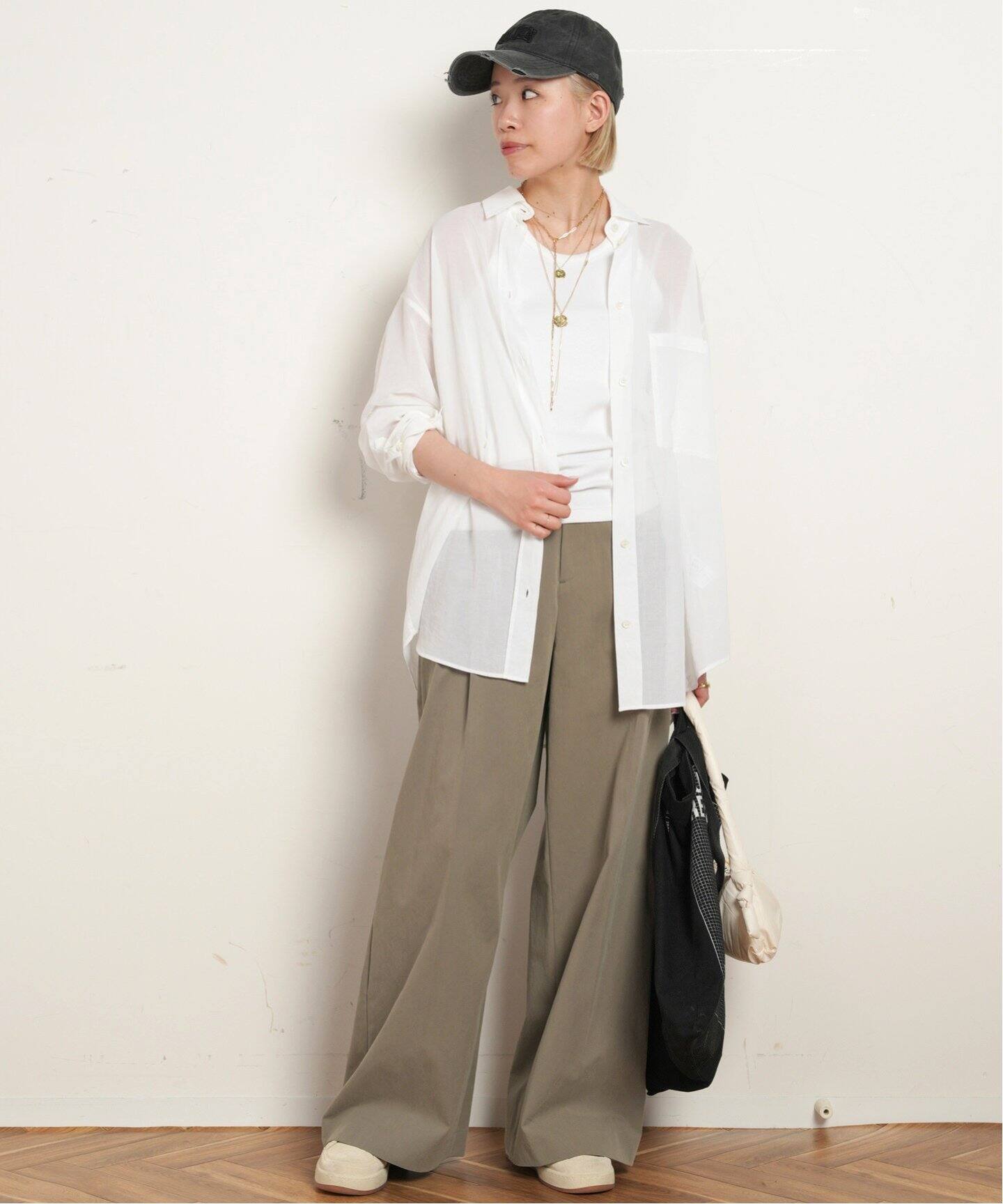 〈AP STUDIO〉コットンナイロンワイドパンツ/38 コットンナイロンワイドパンツ（その他パンツ）｜AP STUDIO