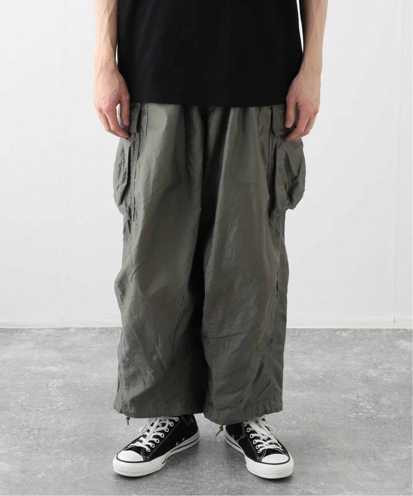 needles カーゴパンツ 黒 ニードルズ NEEDLES 6ポケ カーゴ ヒザデルパンツ ワイドパンツ