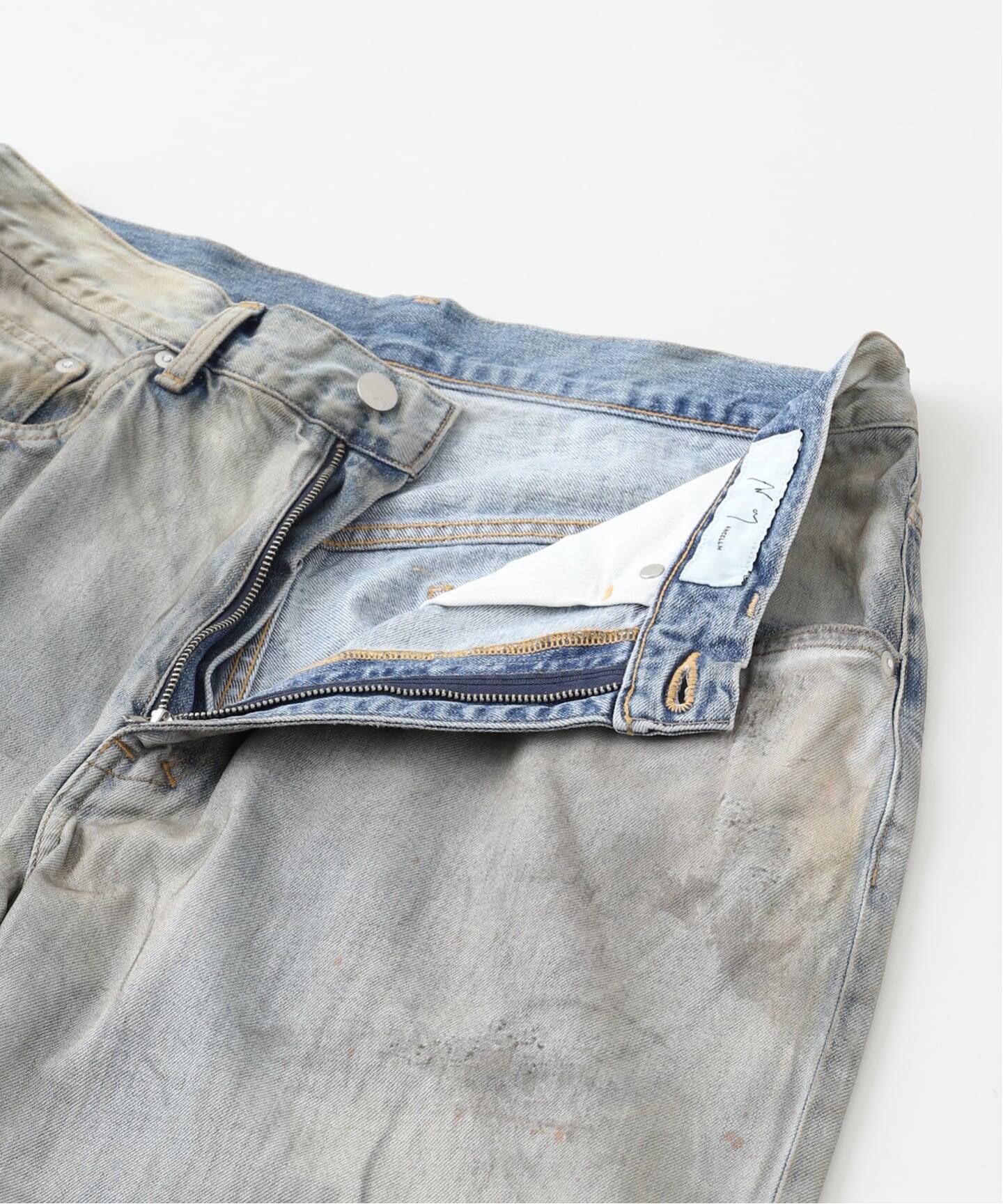 #03 AGING01 アンセルムストレートデニムancellm ANCELLM #03 AGING01 Straight Deinm - Hand-distressed indigo