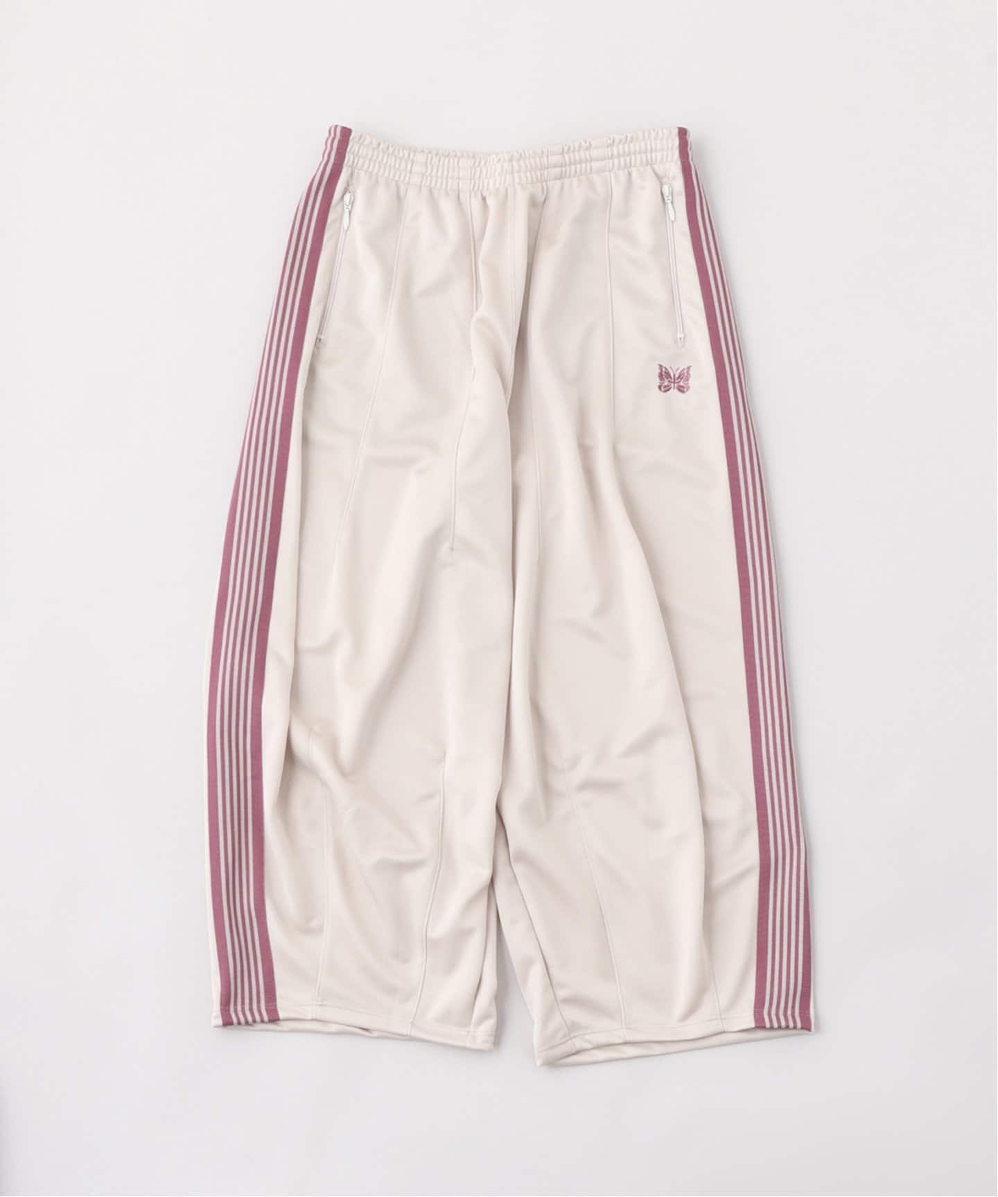 サイズ変更可能　ヒザデル　ホワイト　needles トラックパンツ サイズ変更可能 ストレート マロン needles トラックパンツ 【公式通販