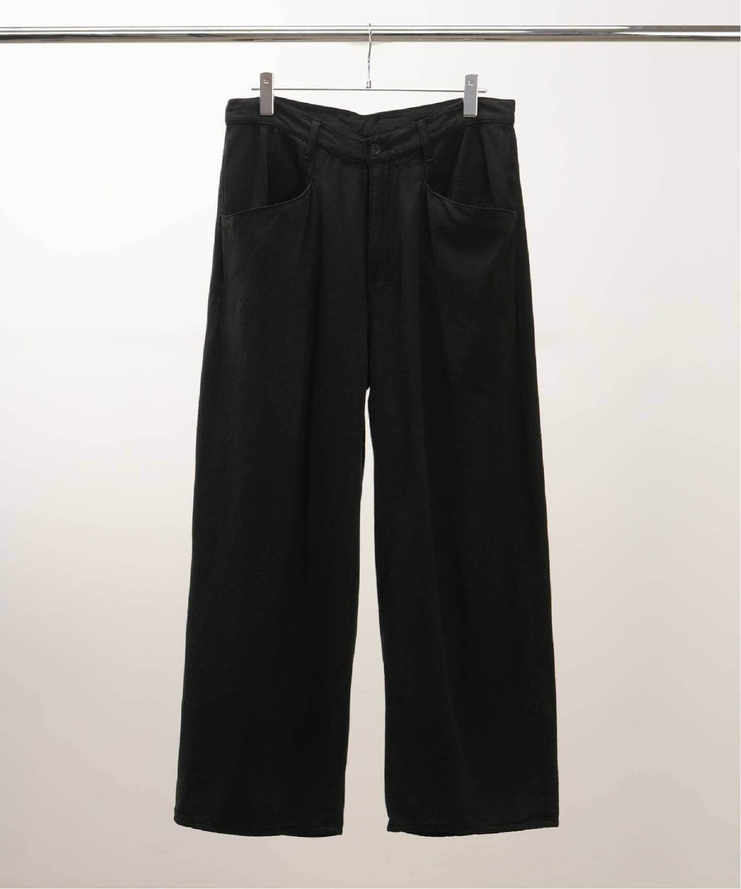 ANCELLM SILK WIDE SLACKS(BLACK) サイズ1 ANCELLM / アンセルム SILK WIDE SLACKS（スラックス）｜WISM