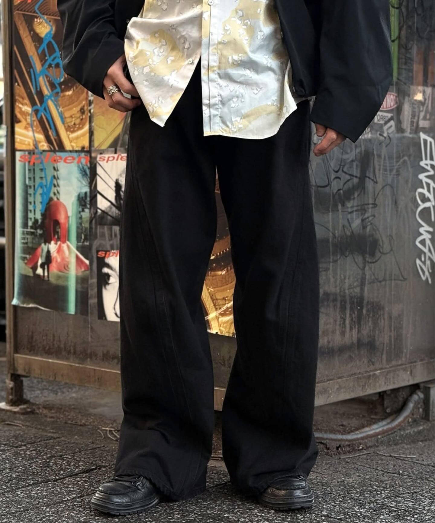 NVRFRGT / ネヴァーフォーゲット 3D TWISTED WIDE LEG JEANS F.BLK 