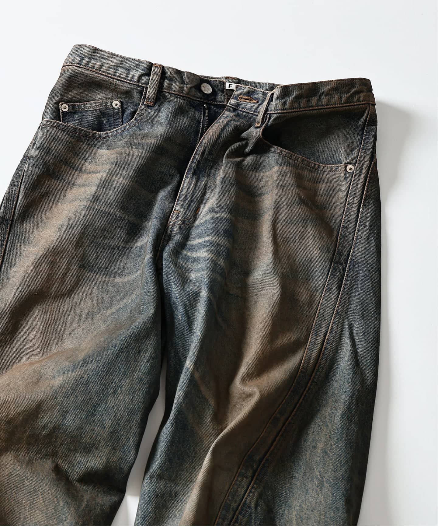 NVRFRGT / ネヴァーフォーゲット 3D TWISTED WIDE LEG JEANS MUD