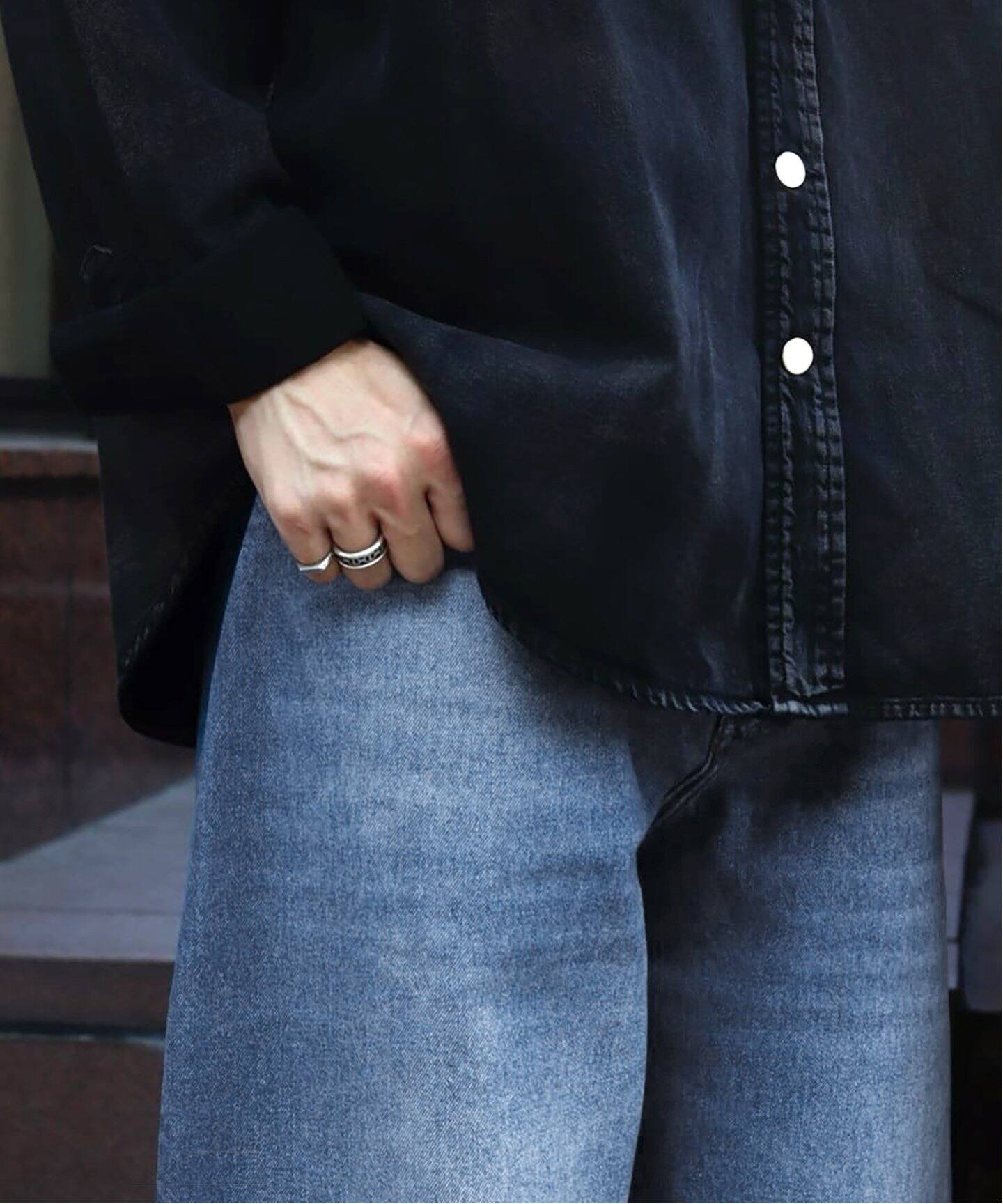 パンツ STUDIO NICHOLSON PAOLO SNM-1023 BLACK STUDIO NICHOLSON PAOLA DENIM - VOLUME PT PAOLO SNM - 1023