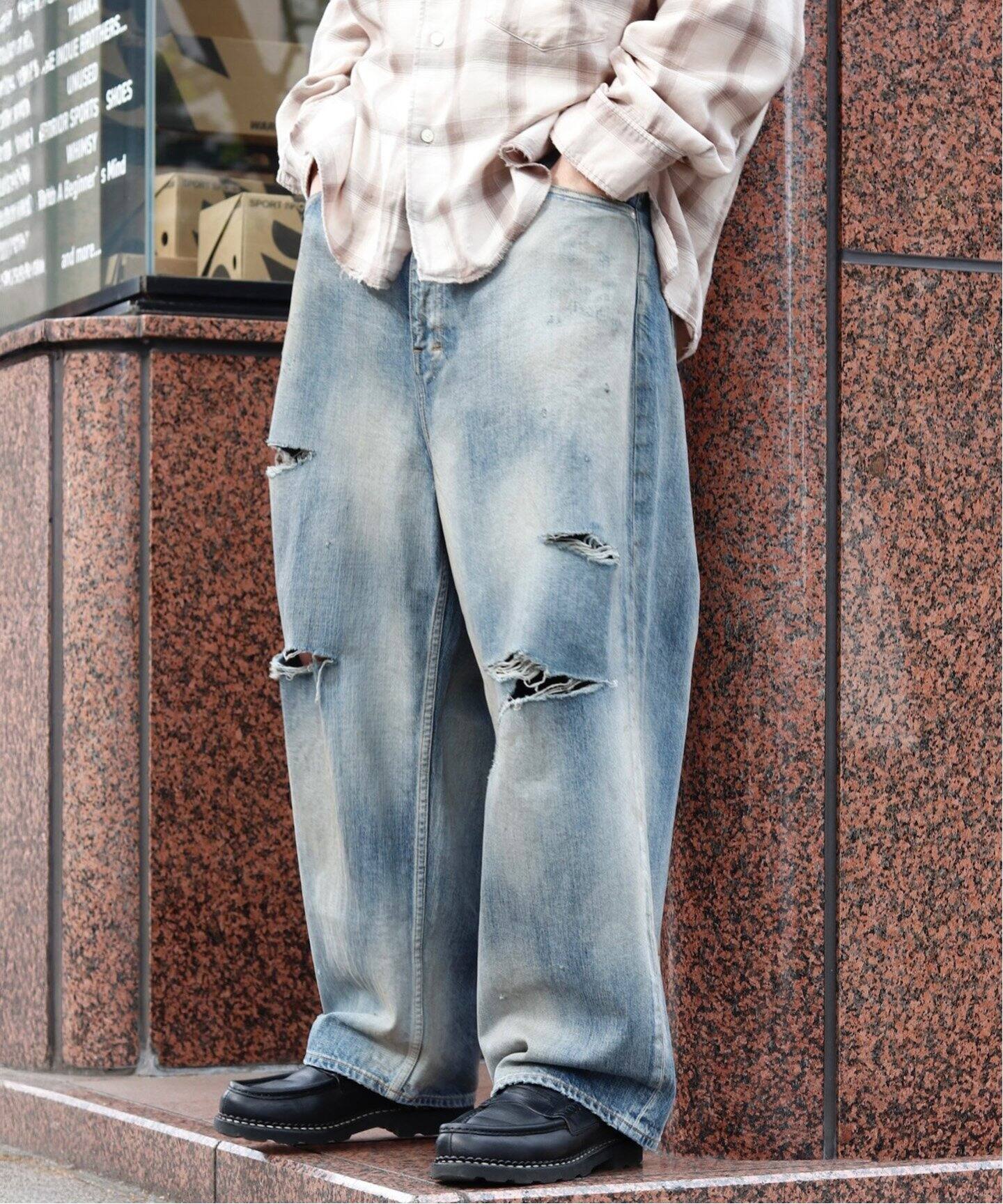 ANCELLM / アンセルム DAMAGE WIDE 5P DENIM PANTS（デニムパンツ 