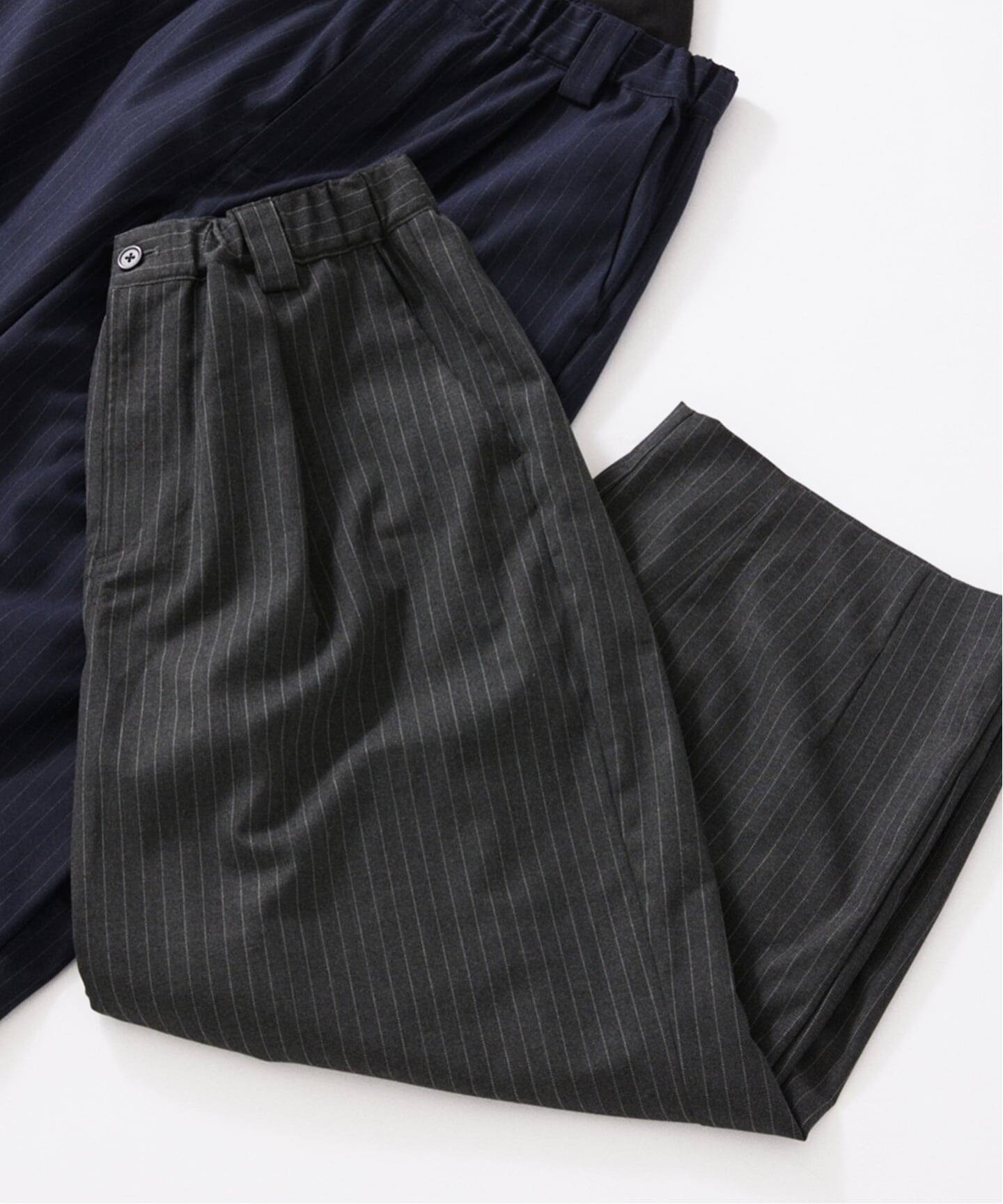 TR モダン ツイル ワイド スラックス / ストライプ / 無地（スラックス