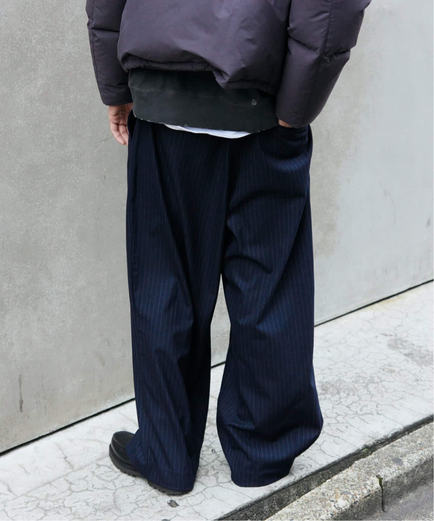 TR モダン ツイル ワイド スラックス / ストライプ / 無地（スラックス