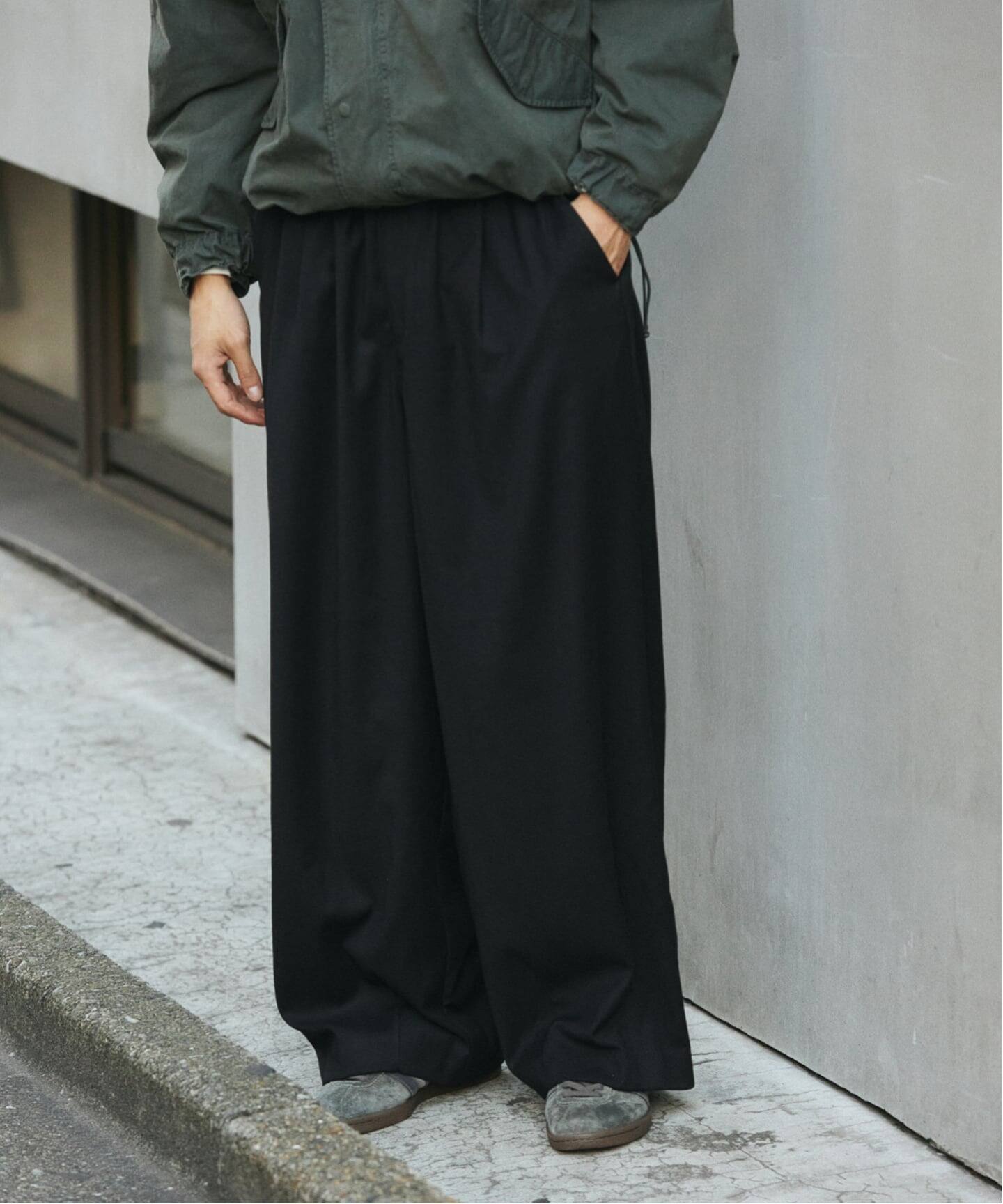 TR モダン ツイル ワイド スラックス / ストライプ / 無地（スラックス