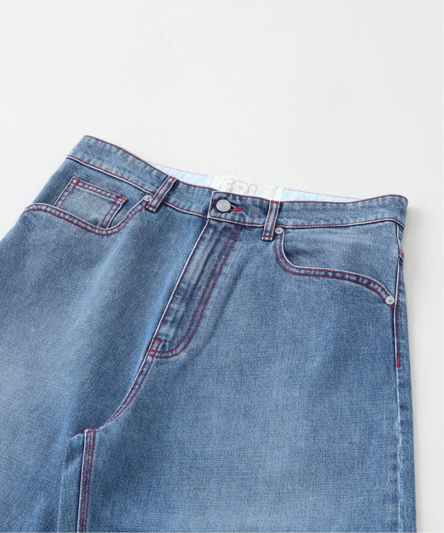 ERL デニム ワイドショートパンツ ERL / イーアールエル】UNISEX DENIM INDIANA SKATE SHORTS W