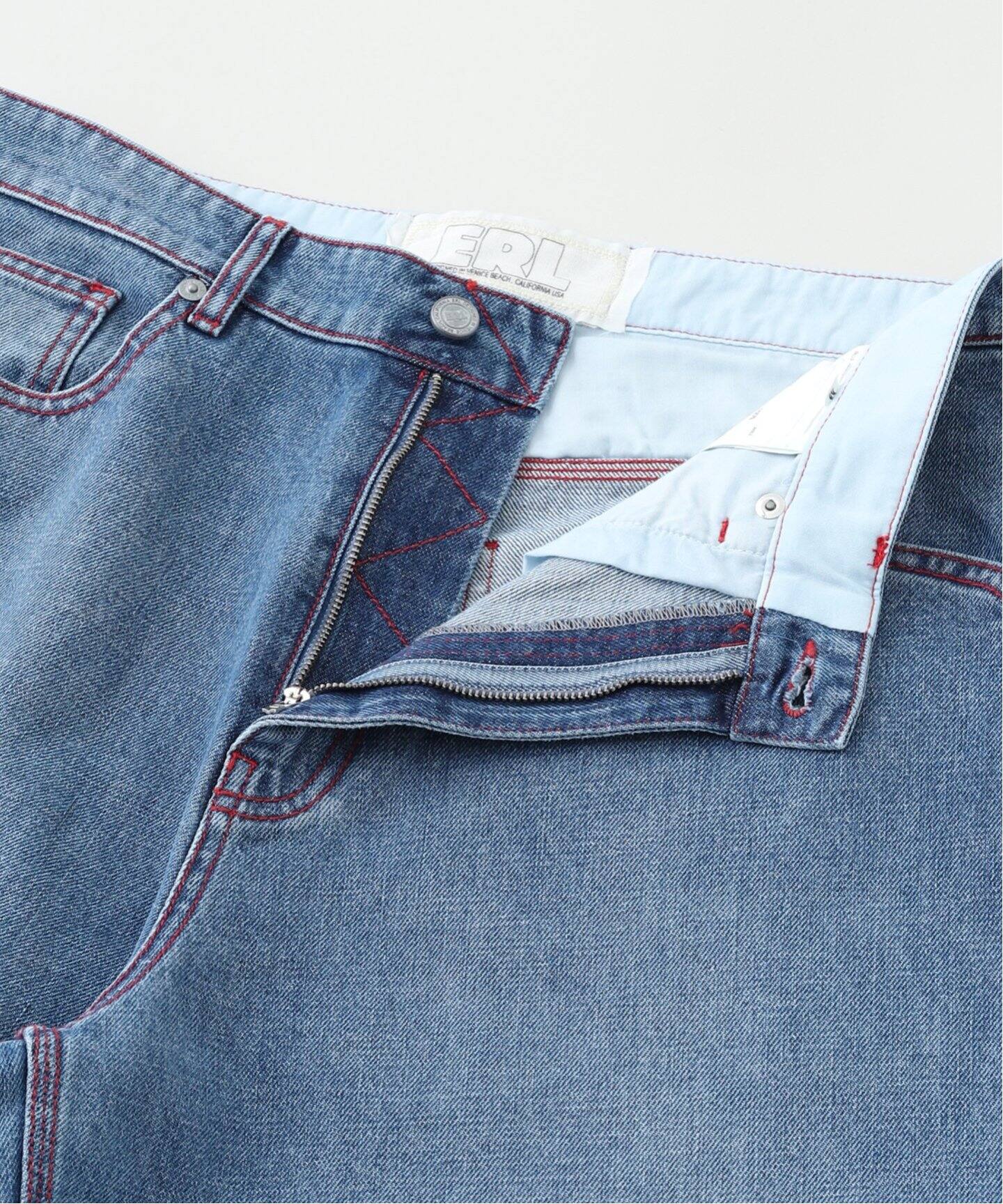 ERL デニムブルー ショートパンツ　イーアールエル ERL / イーアールエル】UNISEX DENIM INDIANA SKATE SHORTS W
