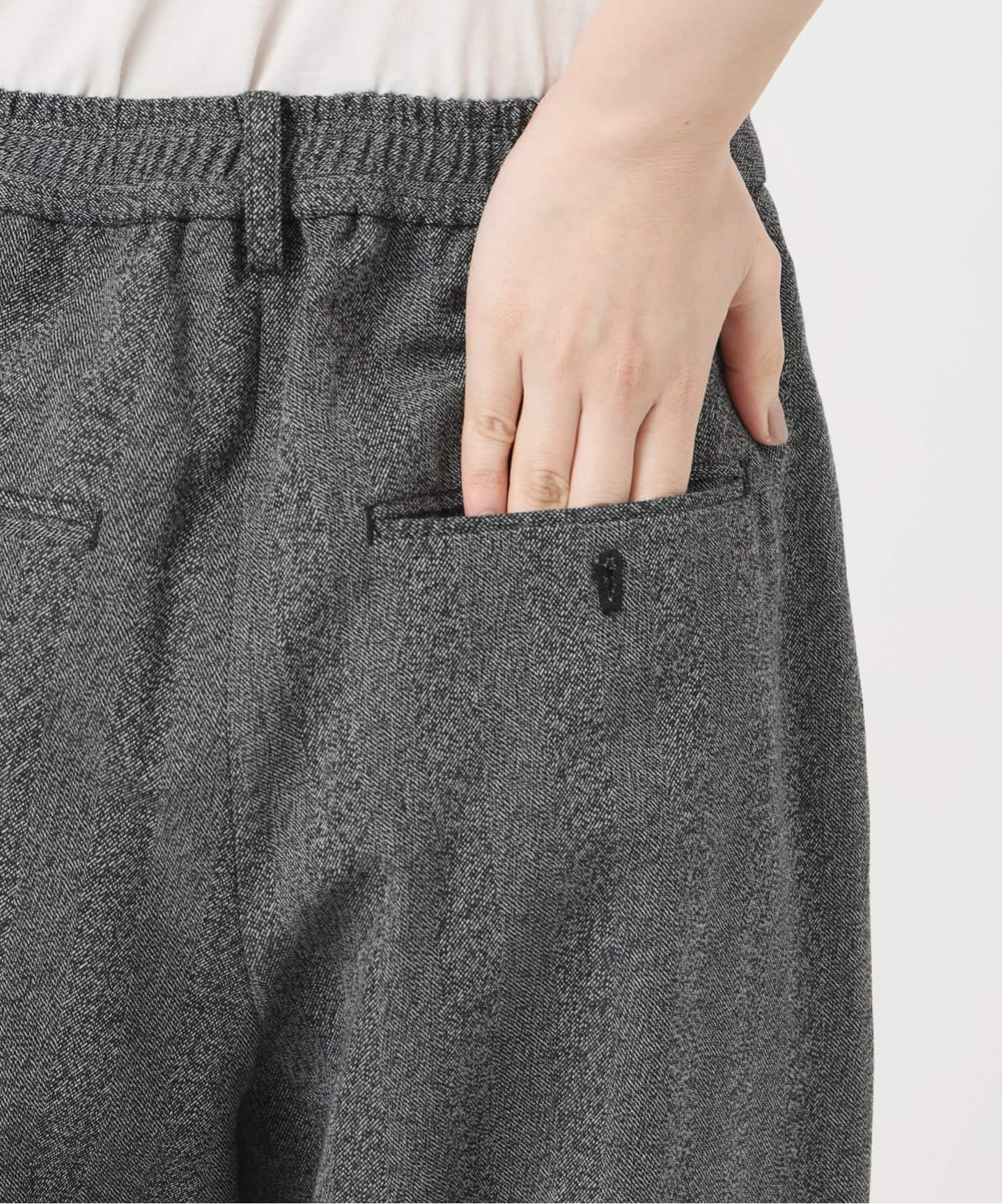 ウォッシャブル / リネンライクツイードアシメラップタックパンツ