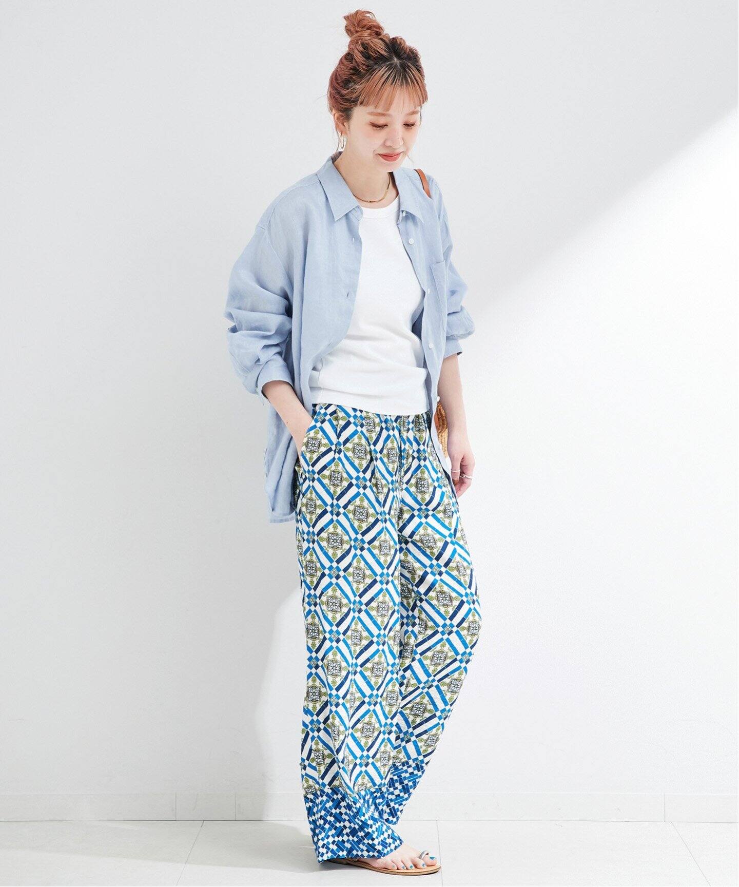 手洗い可 / タイルプリントタックイージーパンツ（その他パンツ）｜B.C