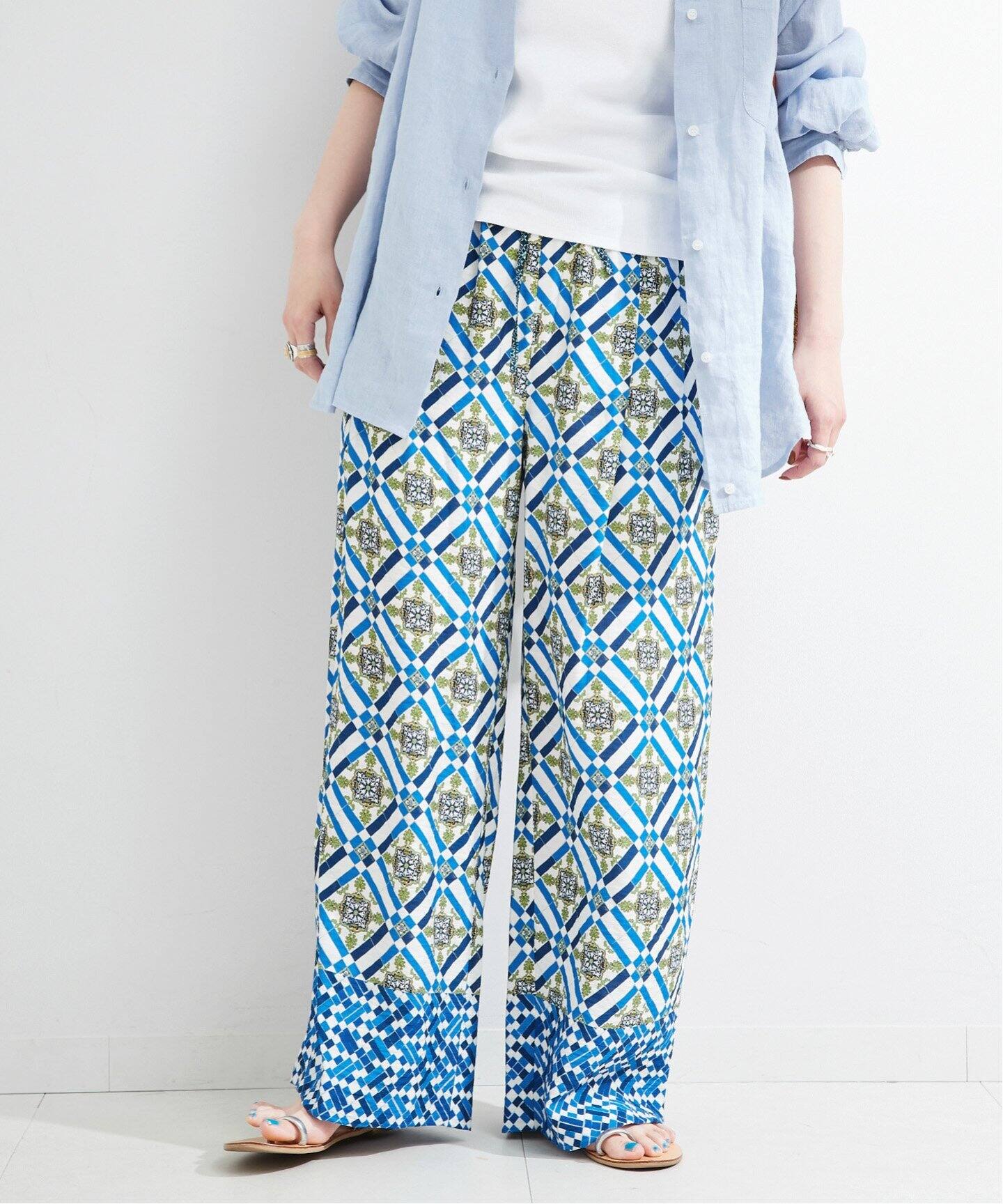 手洗い可 / タイルプリントタックイージーパンツ（その他パンツ）｜B.C