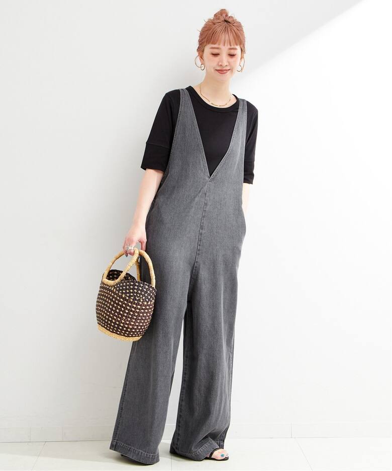 DU JOUR/デュ ジュール V NECK JEAN SALOPETTE（サロペット 