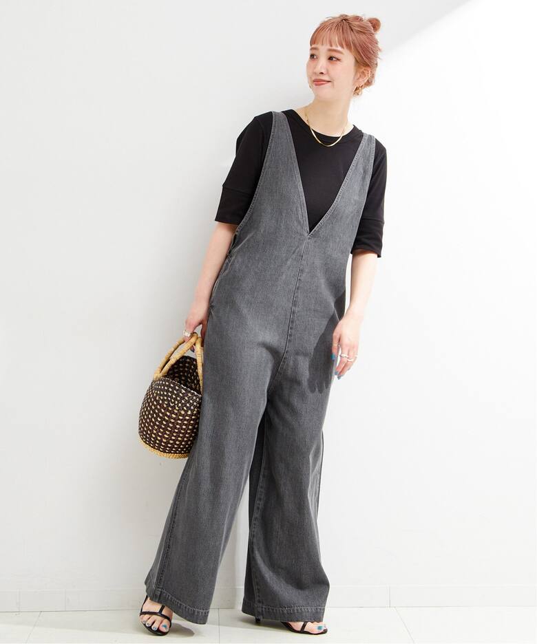 DU JOUR/デュ ジュール V NECK JEAN SALOPETTE（サロペット 