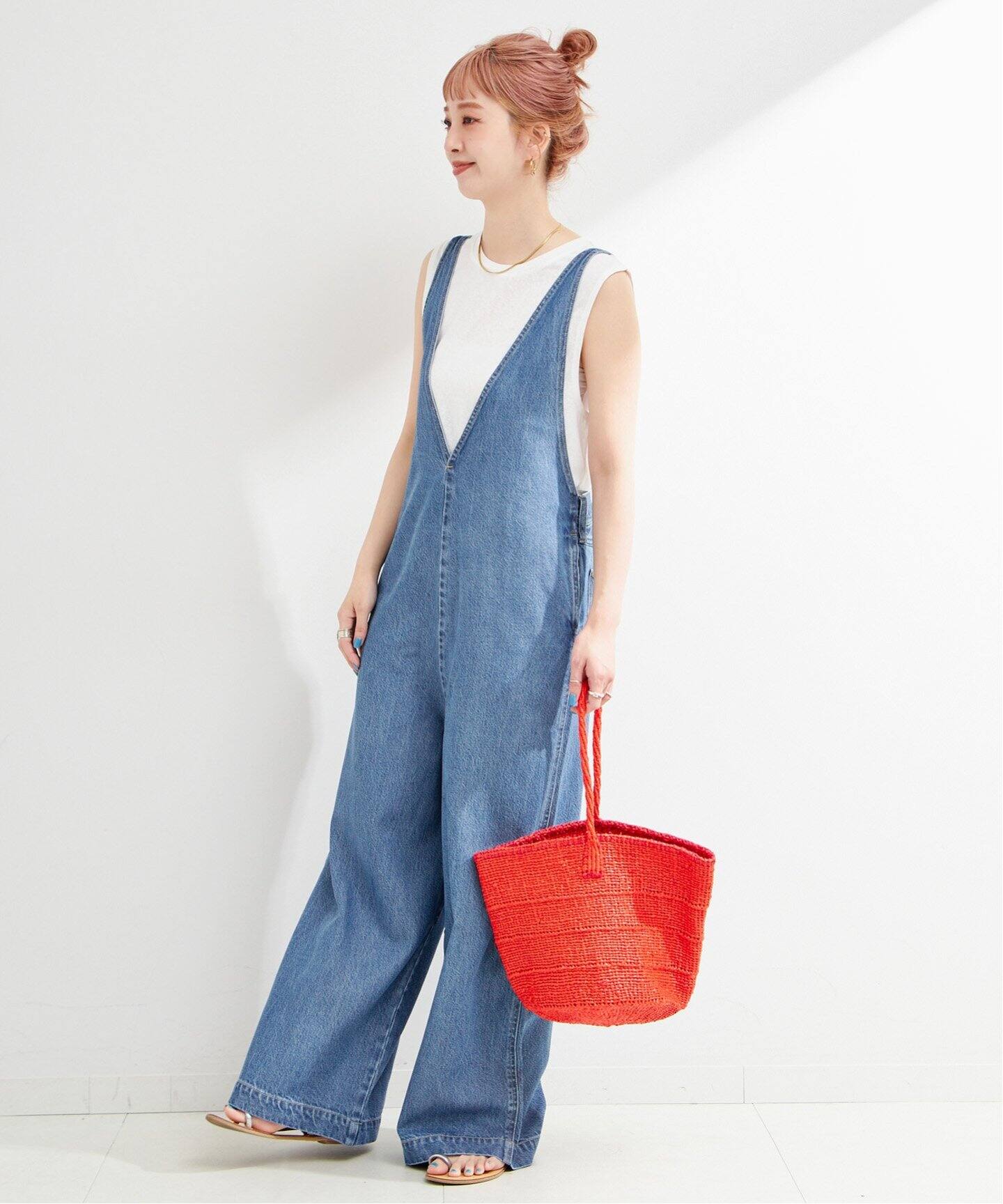 DU JOUR/デュ ジュール V NECK JEAN SALOPETTE（サロペット