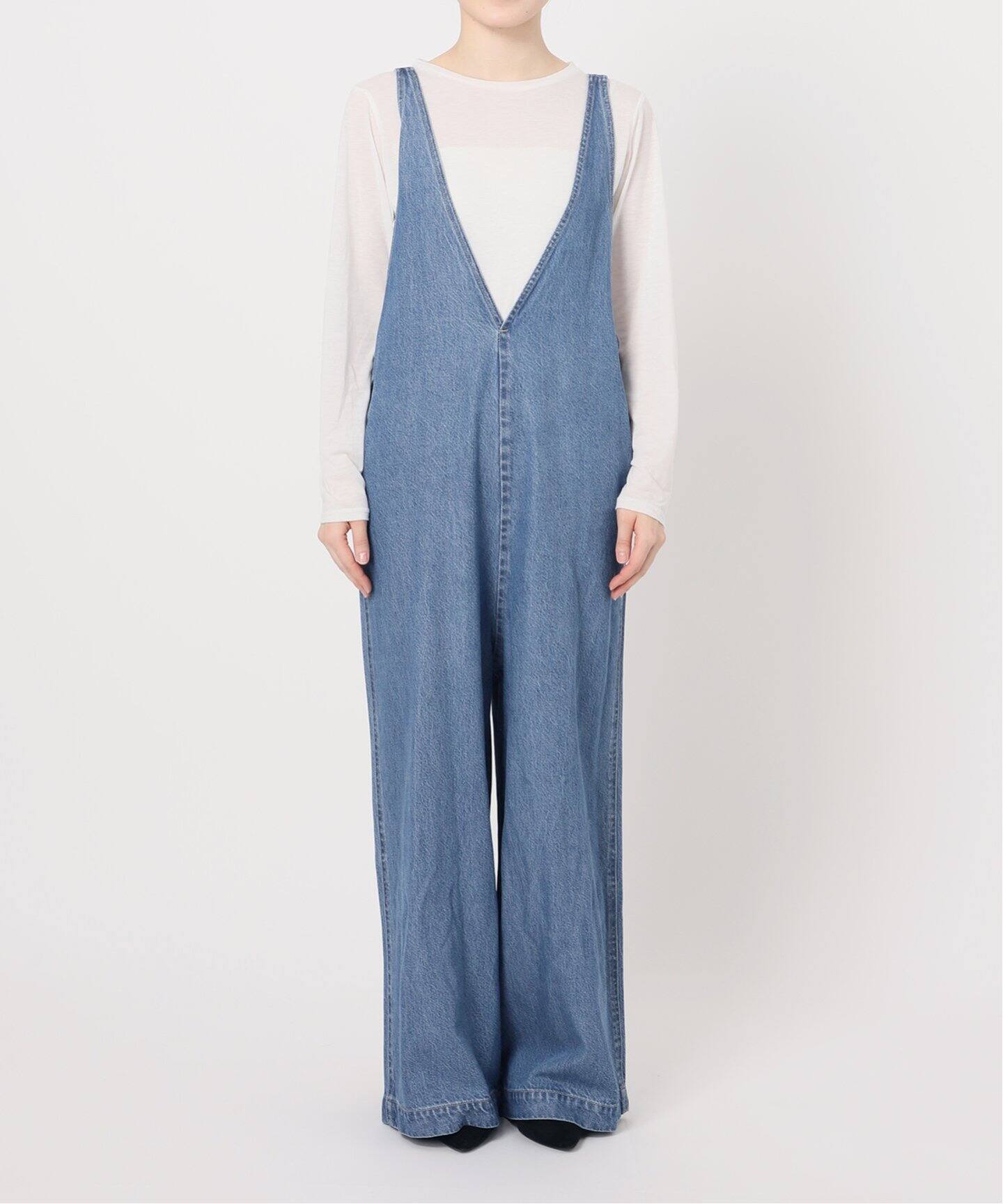 追加》【WEB限定】DU JOUR/デュ ジュール V NECK JEAN SALOPETTE