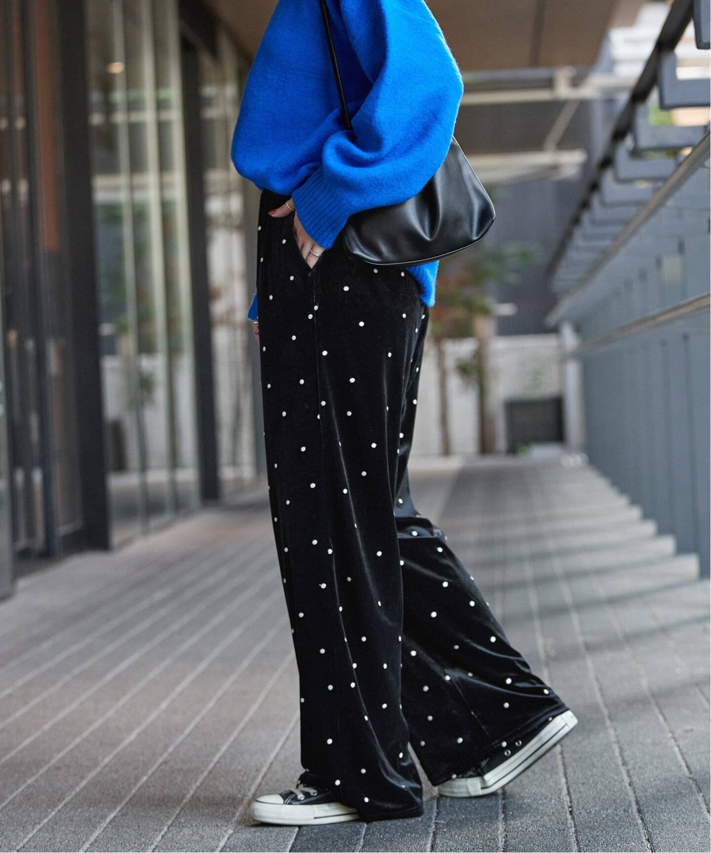 WEB限定】手洗い可 / ベロアドット刺繍パンツ（その他パンツ）｜B.C