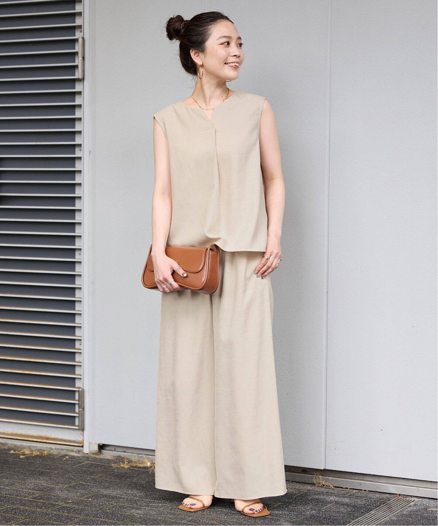 2点セット》ウォッシャブル / リネンライクセットアップ（つなぎ