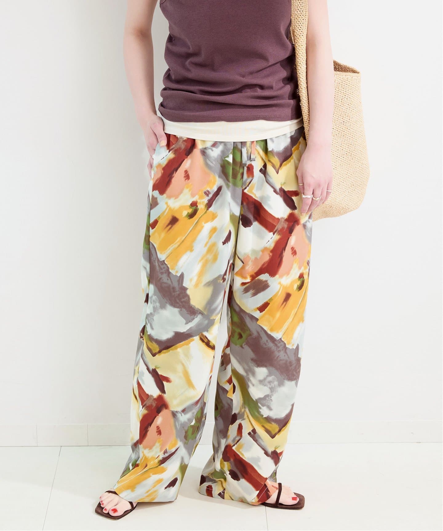 追加》ウォッシャブル / ストレートイージーボカシ柄パンツ（その他