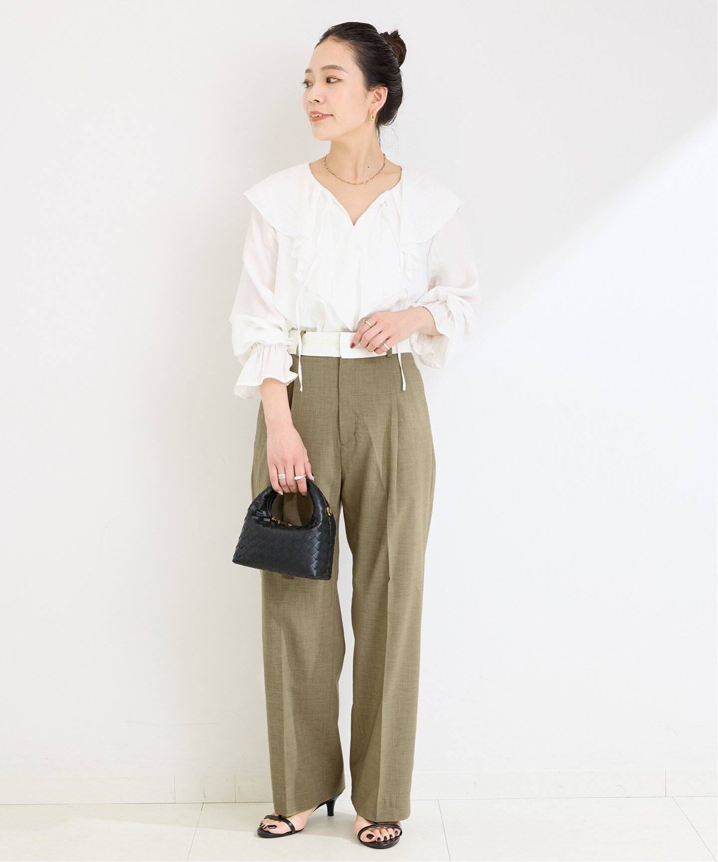 ハート様【新品】Chloeスラックスパンツ　サイズXS EU34 ブラック Re:EDIT スラックス パンツ 「低身長/高身長サイズ有」カット