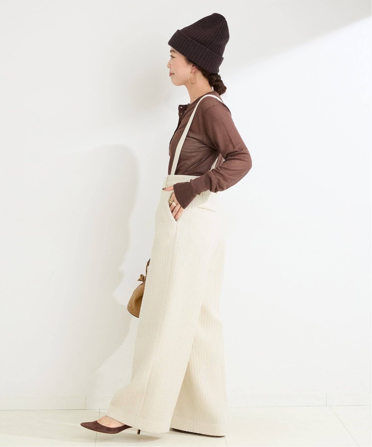 ESMOK suspender elegant pants パンツ ホワイト ESMOK suspender elegant pants パンツ ホワイト