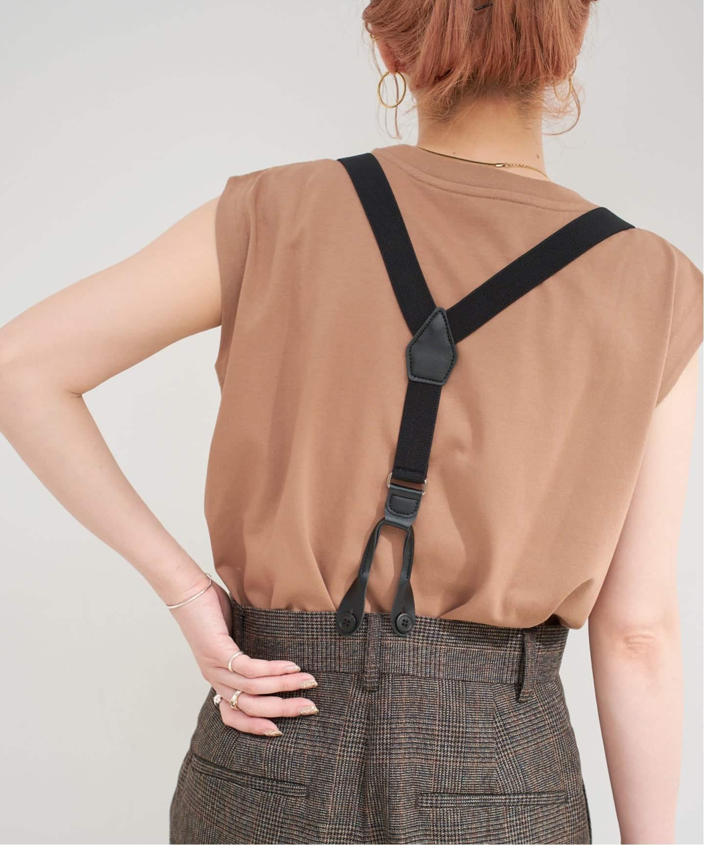 ウォッシャブル / サスペンダー付きタックパンツ（スラックス）｜B.C