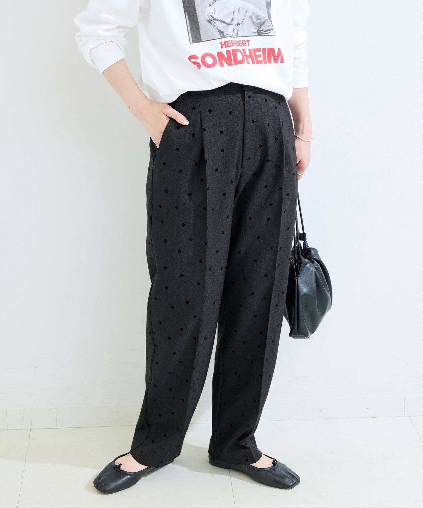 【新品・未使用】B.C STOCK　ドットフロッキースティックパンツ 手洗い可 / ドットフロッキースティックパンツ（スラックス