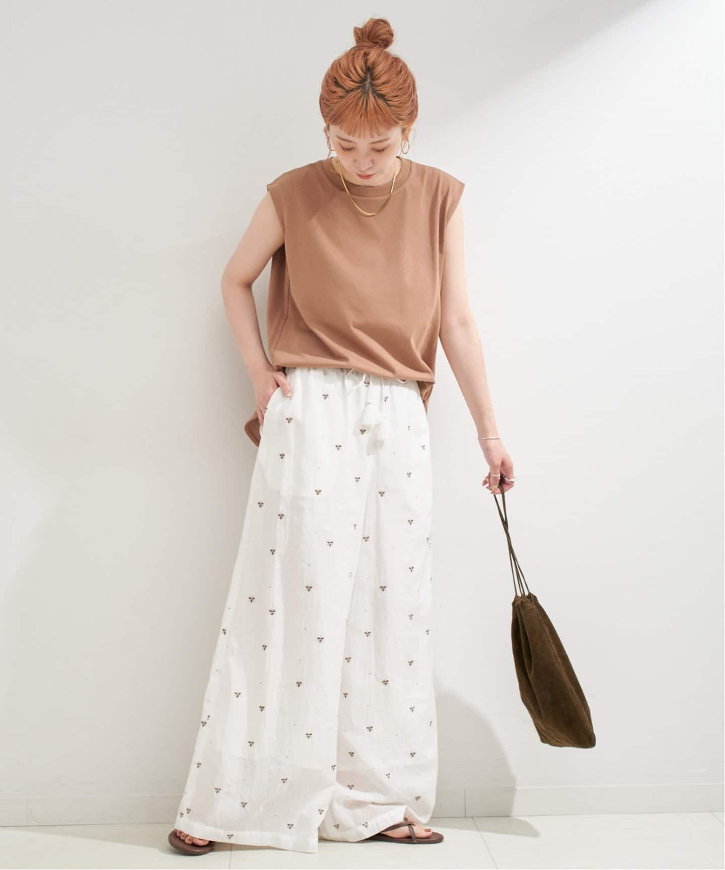 WEB限定】手洗い可 / フラワー刺繍ギャザーパンツ（その他パンツ