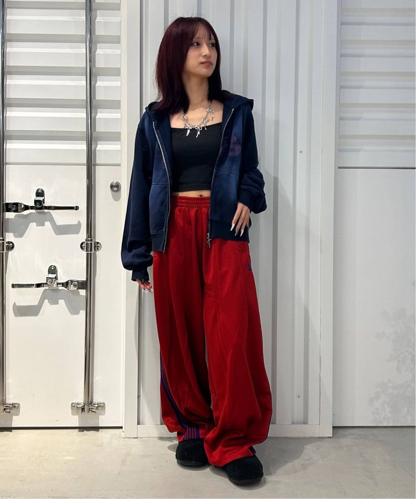 needles 16aw トラックパンツ　ストレート　紺　赤　ネイビー　レッド 中古・古着通販】Needles (ニードルズ) トラックパンツ ネイビー