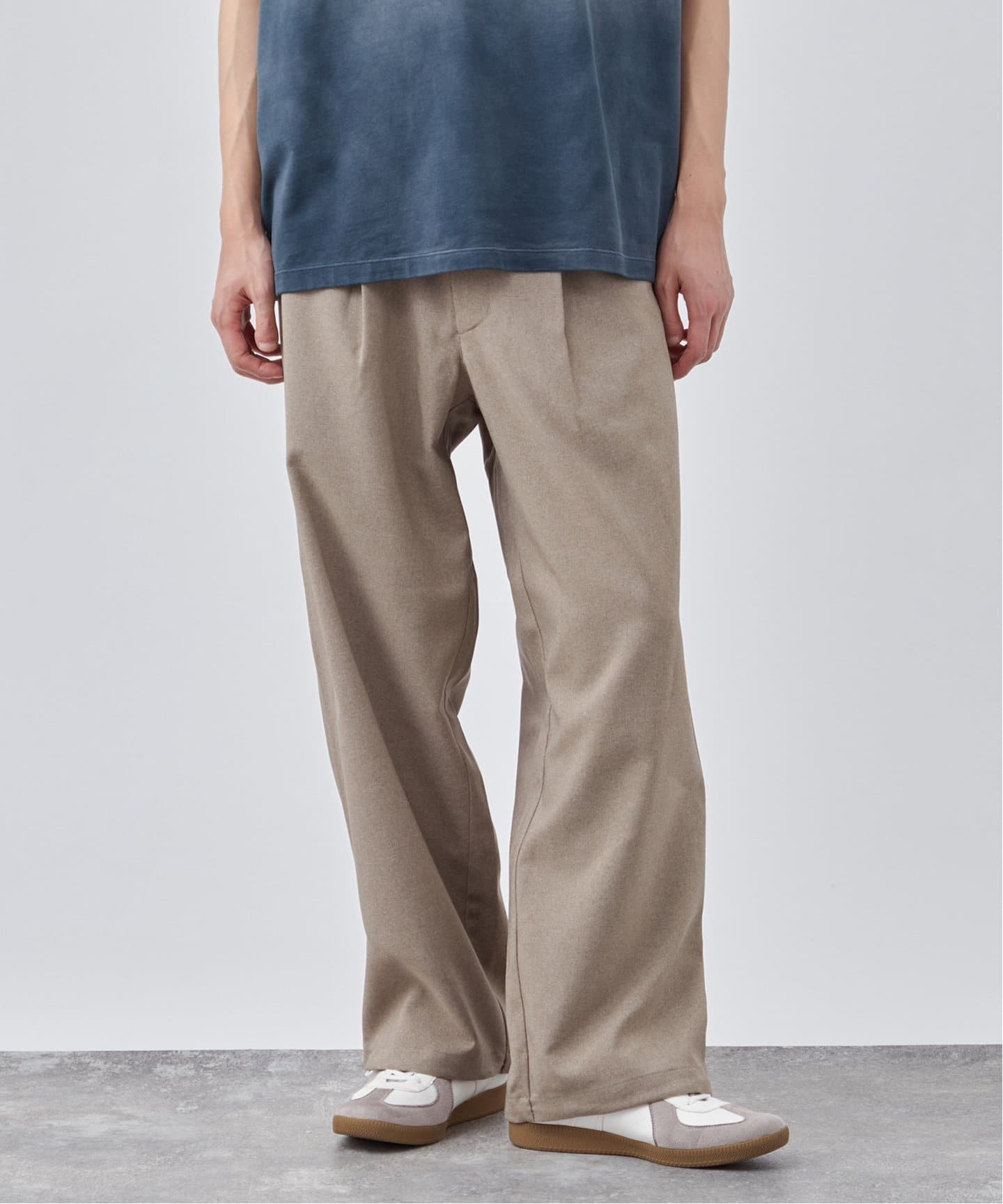 追加》ウールライク ワンタックワイドスラックス（スラックス