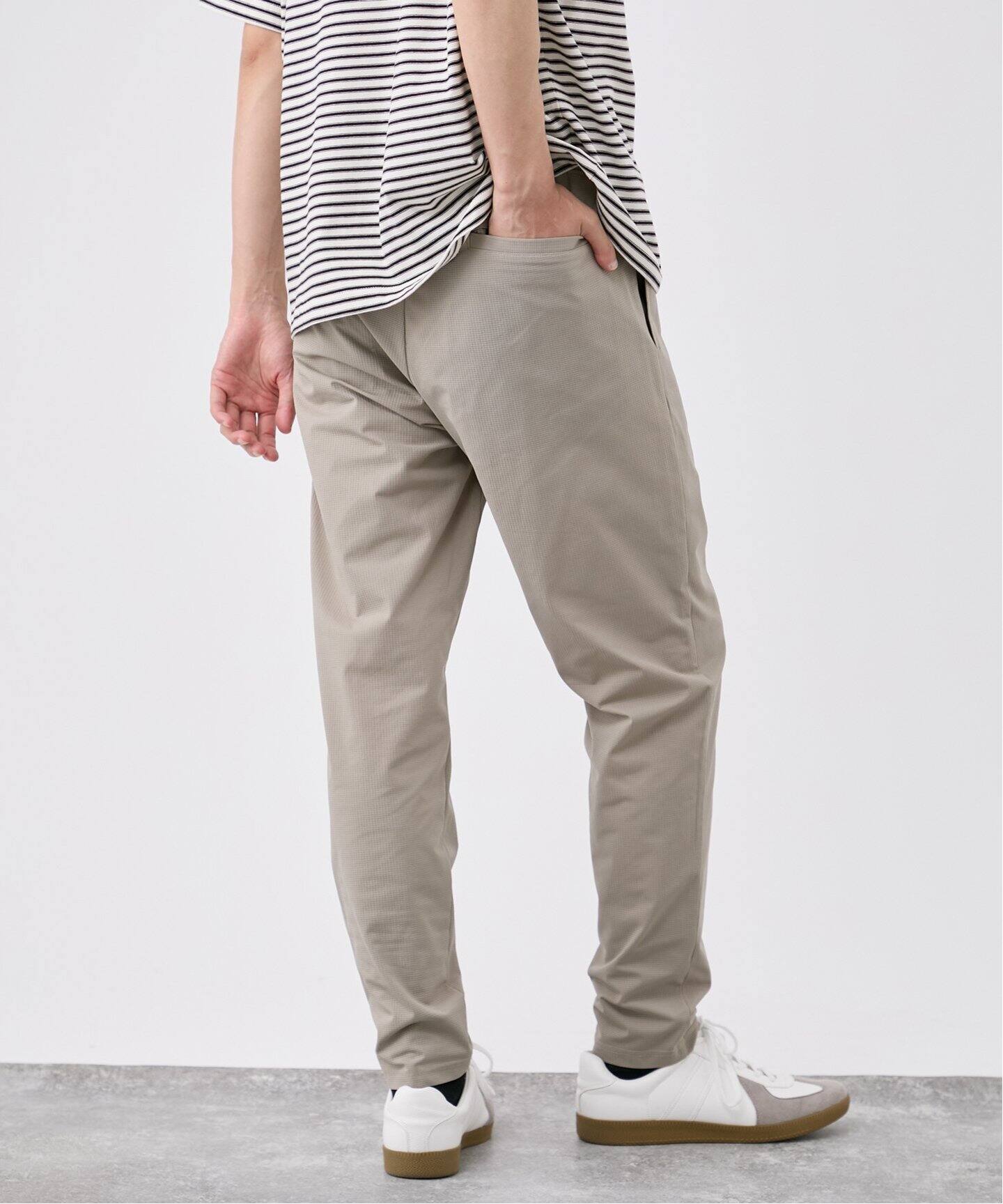 美品✨ リップストップのイージースラックス ワークパンツ ベージュ 接触冷感/速乾】リップストップメッシュ テイクイットイージー