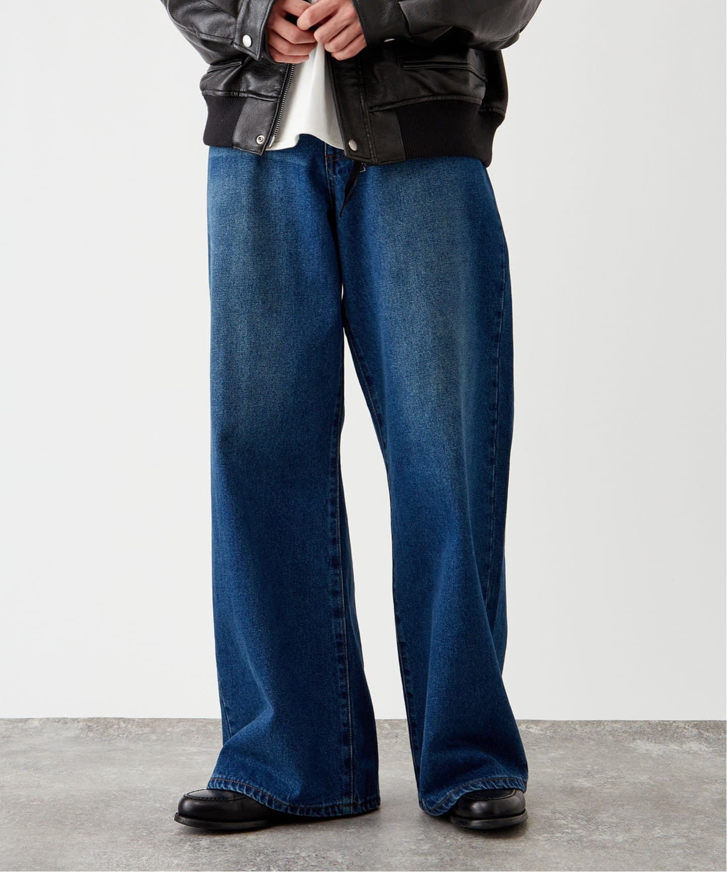 5色 デニム ワイドレッグ ストレートパンツ カジュアル ポケット 12.5oz ワイド5ポケットデニム(デニムパンツ・ジーンズ)|B.C