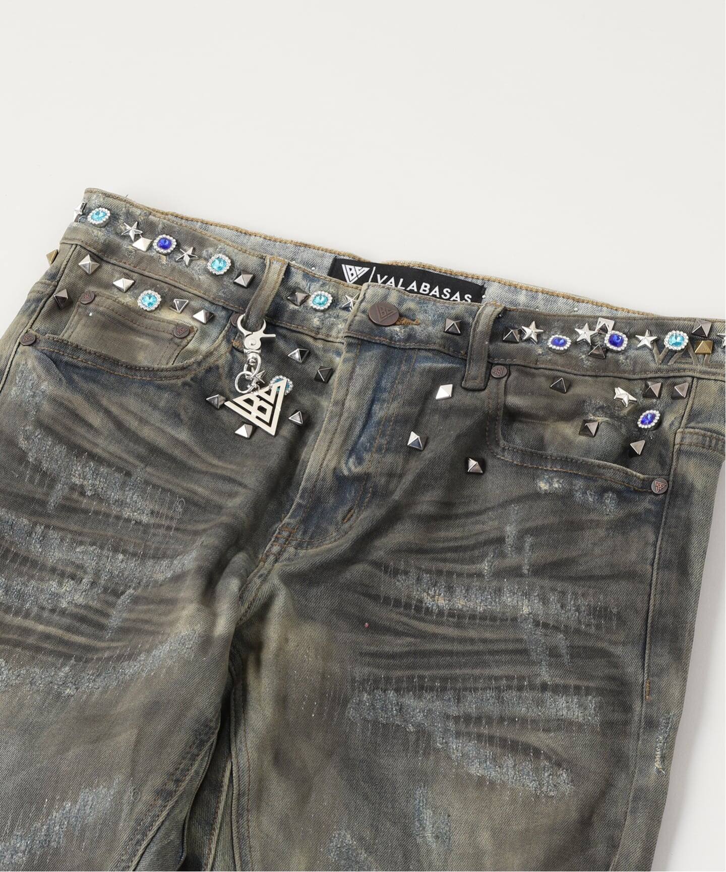valabasas バラバサス ヴィンテージ加工リペアスタックデニム フレア S 