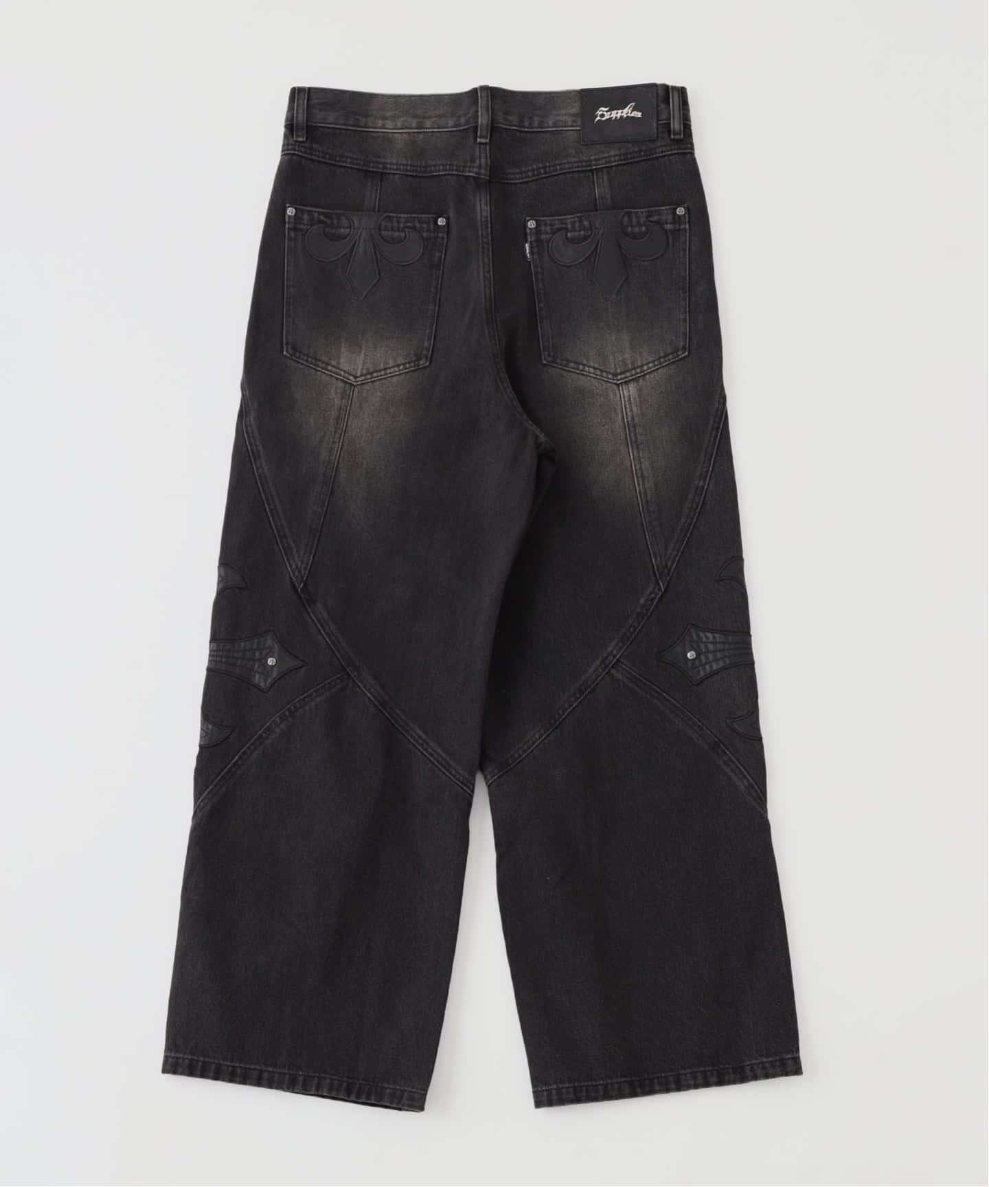 パンツ supplier CROSS LEATHER PATCH BAGGY Cross Leather Patch Baggy Denim Pants｜SUPPLIER｜デニムパンツ