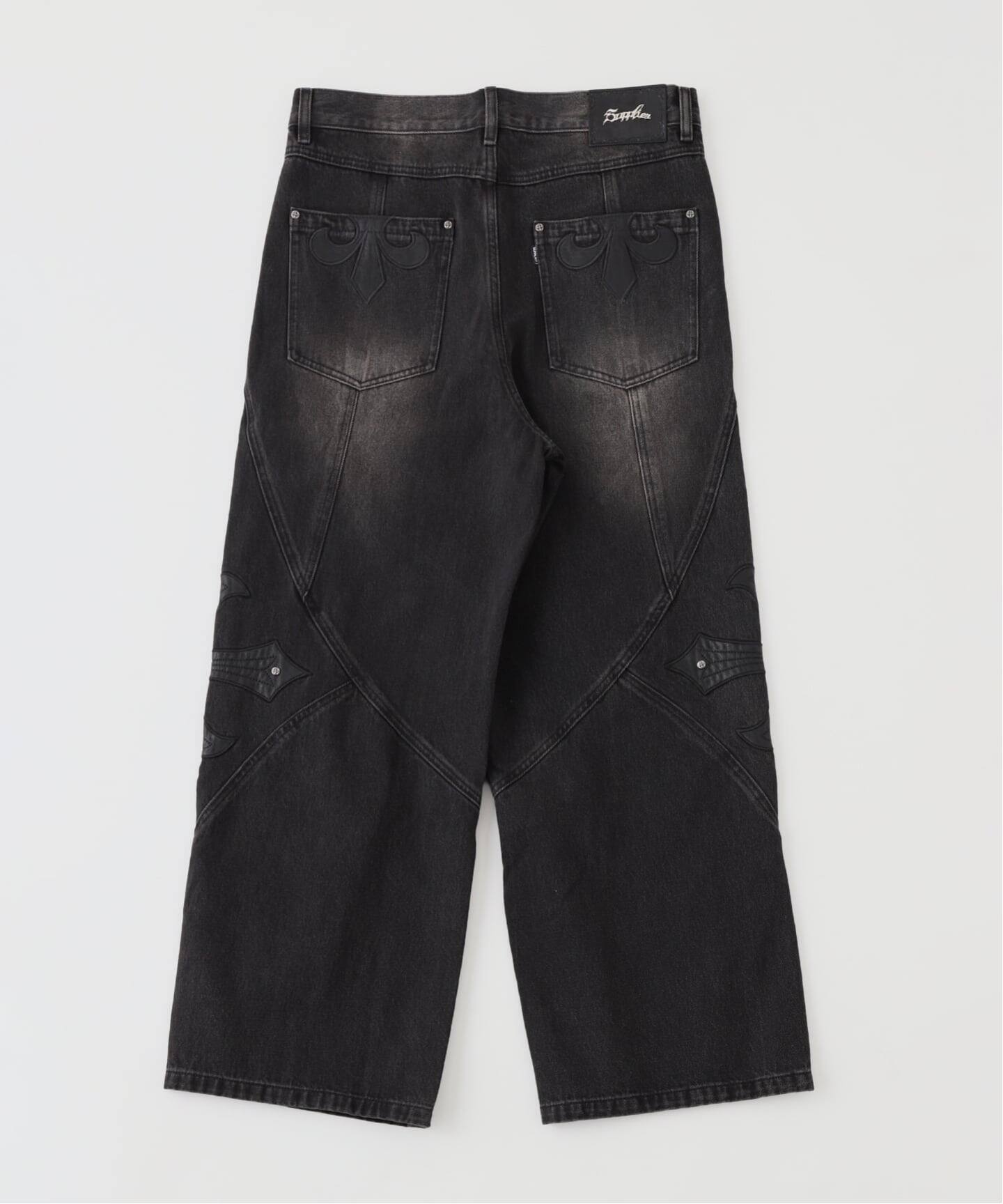 SUPPLIER / サプライヤー Cross Leather Patch Baggy Denim（デニム 