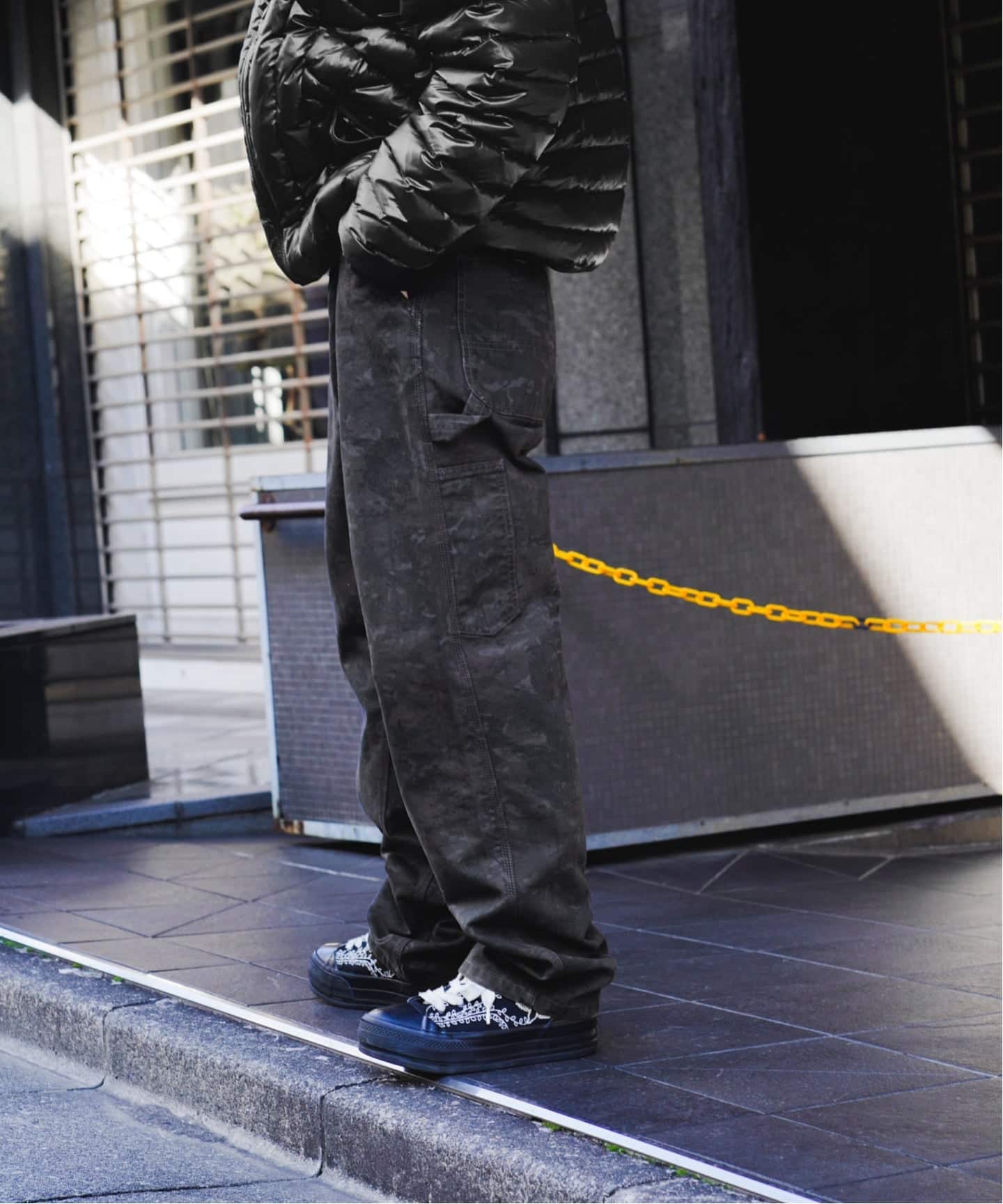カーハートW36 黒ダック ダブルニーオーバーオール 中綿キルティング 裾ジップ CARHARTT WIP / カーハート ダブリューアイピー SINGLE KNEE PANT