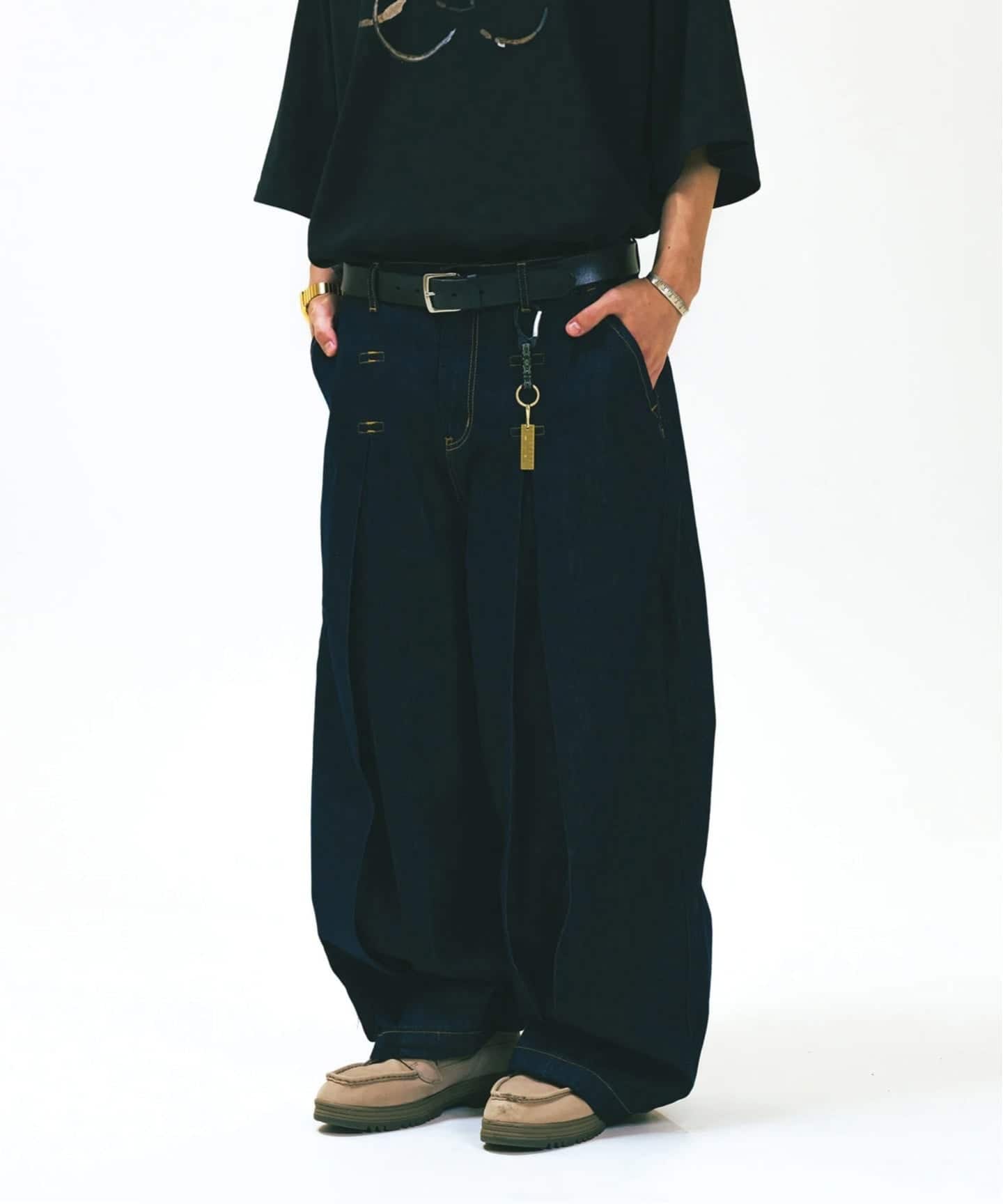ANGLAN(アングラン)Long Tuck Wing Balloon Denim Pant