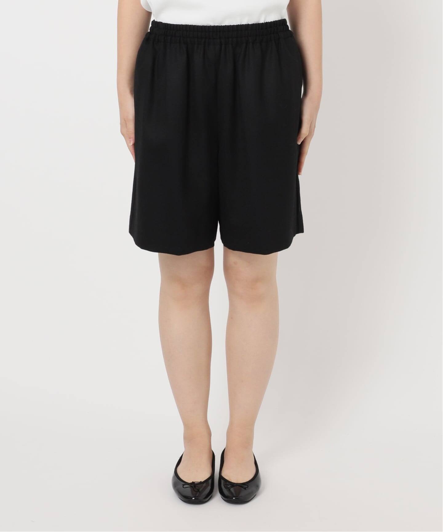 IENA ウォッシャブルウールショートパンツ ブラック 追加4》ウォッシャブルウールショートパンツ（ショート・ハーフパンツ