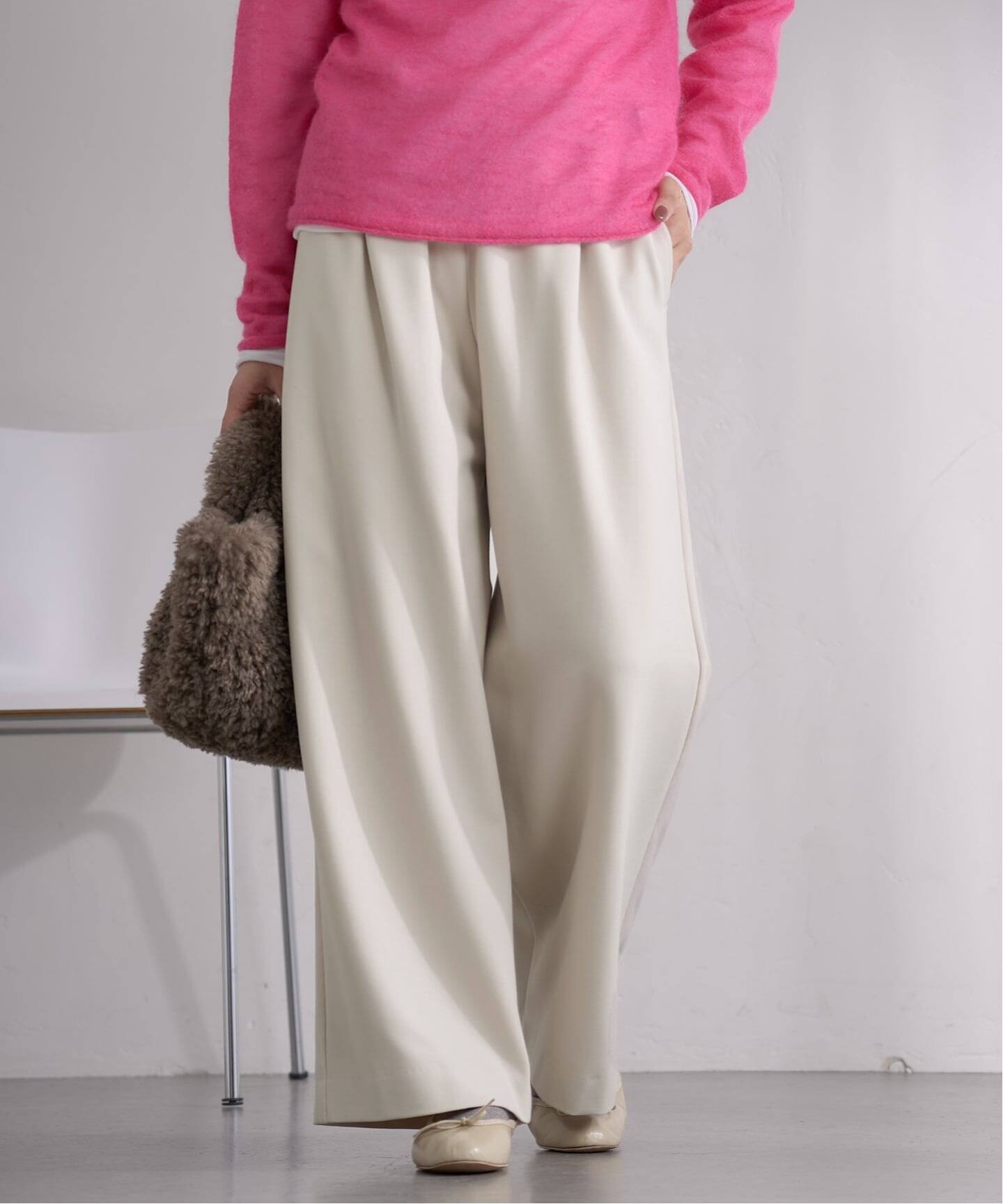 ★イエナ★IENA★ストレッチニット クリームホワイト ゆるワイド アンゴラミックス ワイドプルオーバー（ニット／セーター）｜IENA